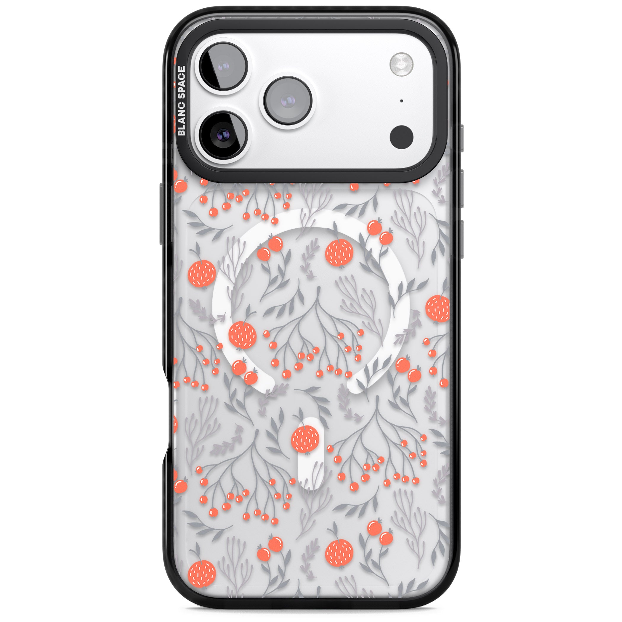 Red Fruits Floral iPhone 17 Pro Max Impact Pro Black Phone Case