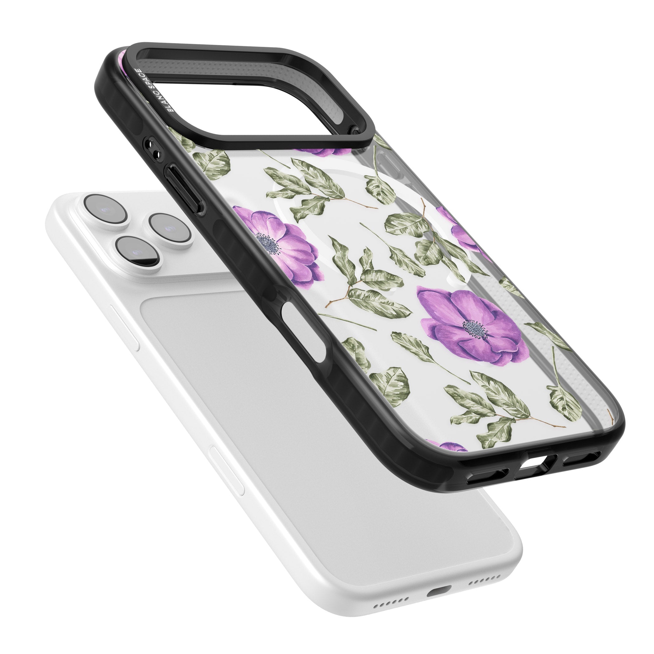 Purple Bloom Floral iPhone 17 Pro Impact Pro Black Phone Case Colours