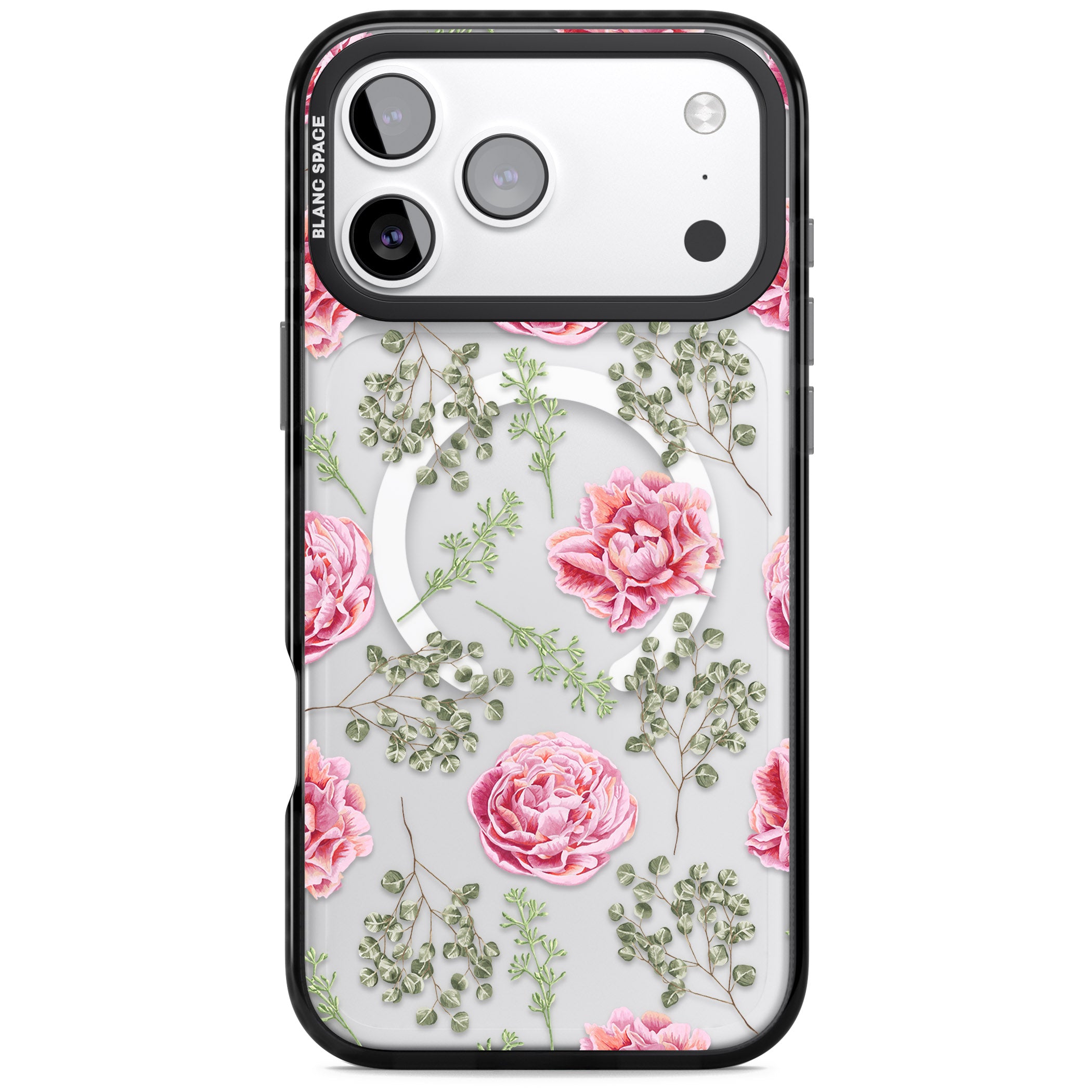 Roses & Eucalyptus Floral iPhone 17 Pro Impact Pro Black Phone Case