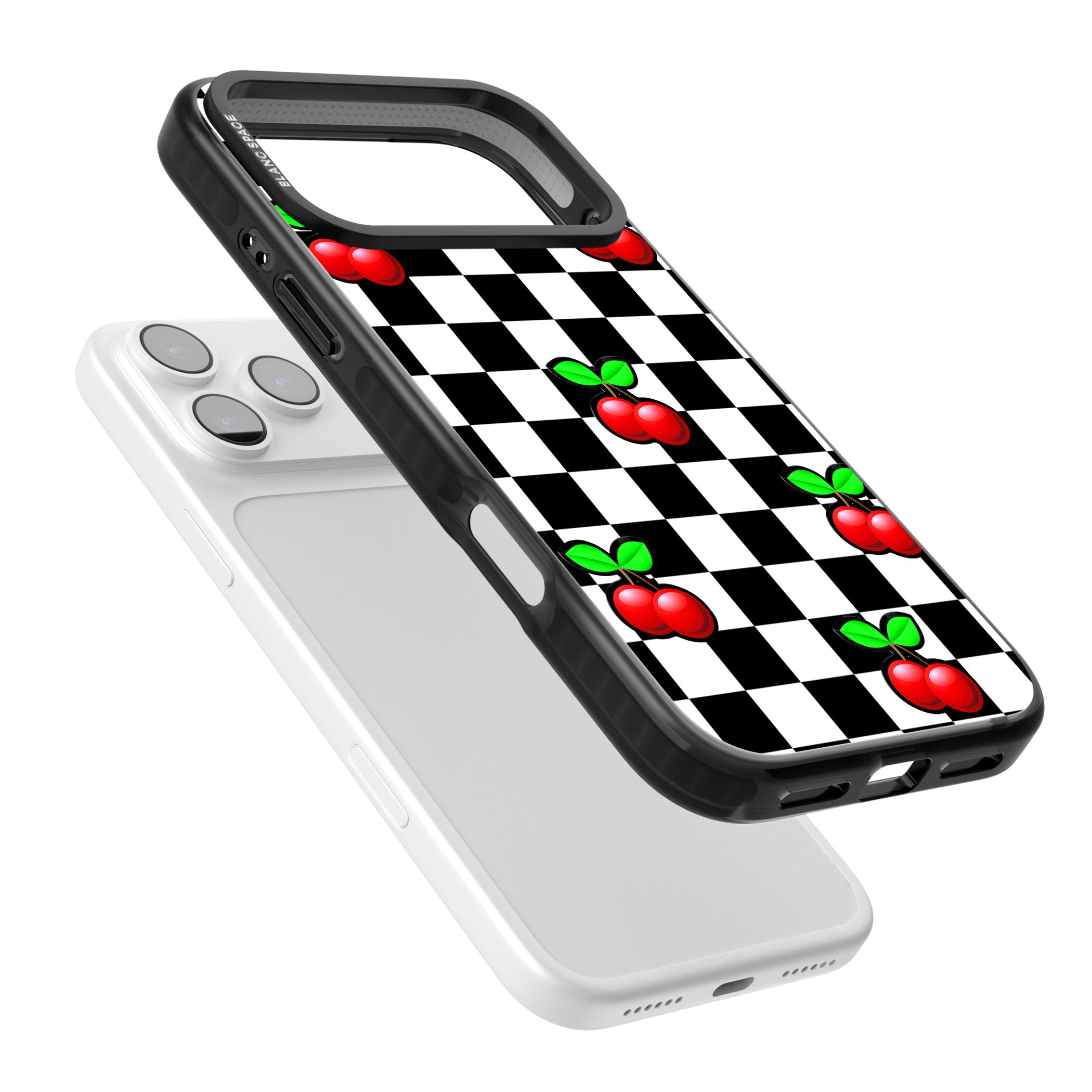 Checkered Cherry iPhone 17 Pro Impact Pro Black Phone Case Colours