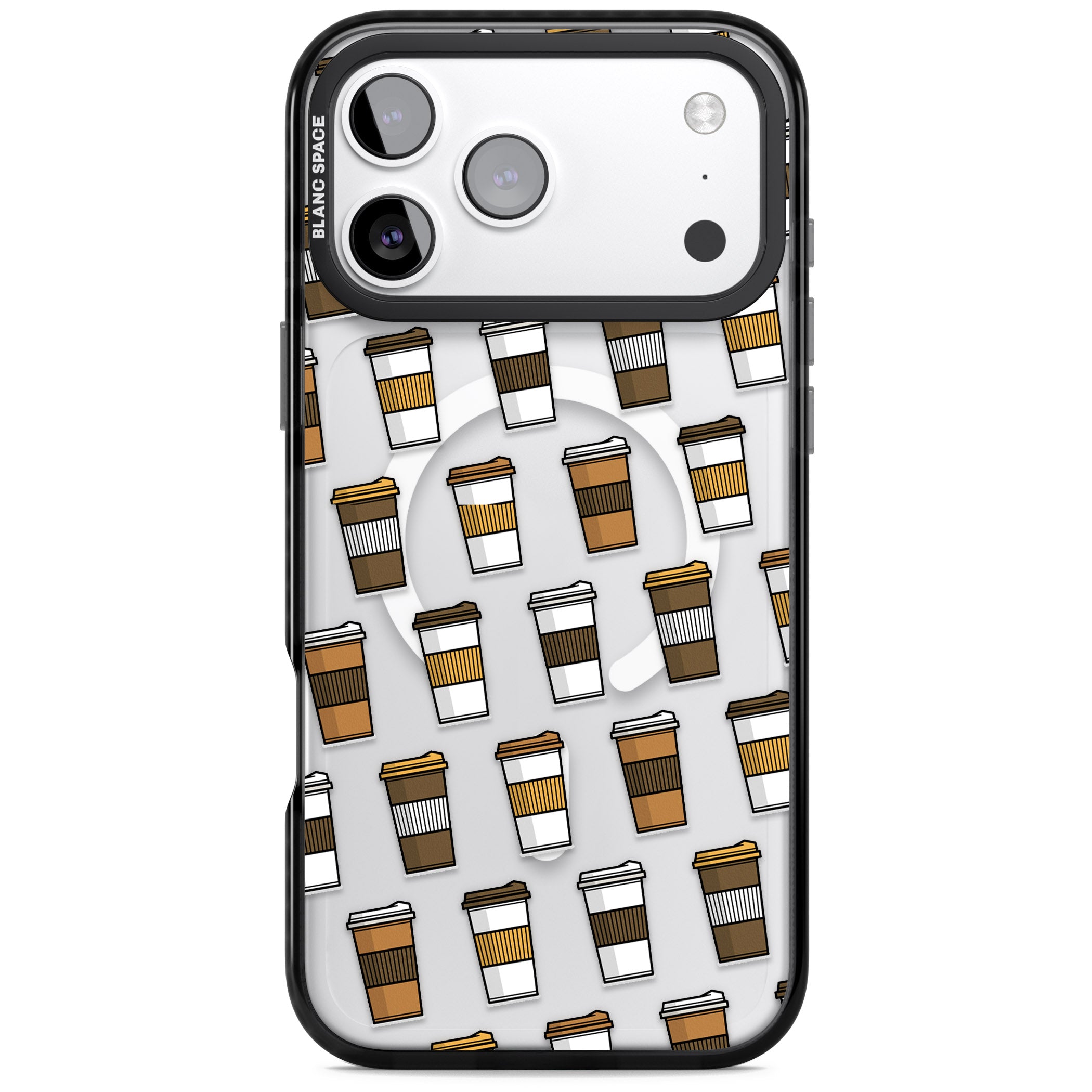 Coffee Cup Pattern iPhone 17 Pro Impact Pro Black Phone Case