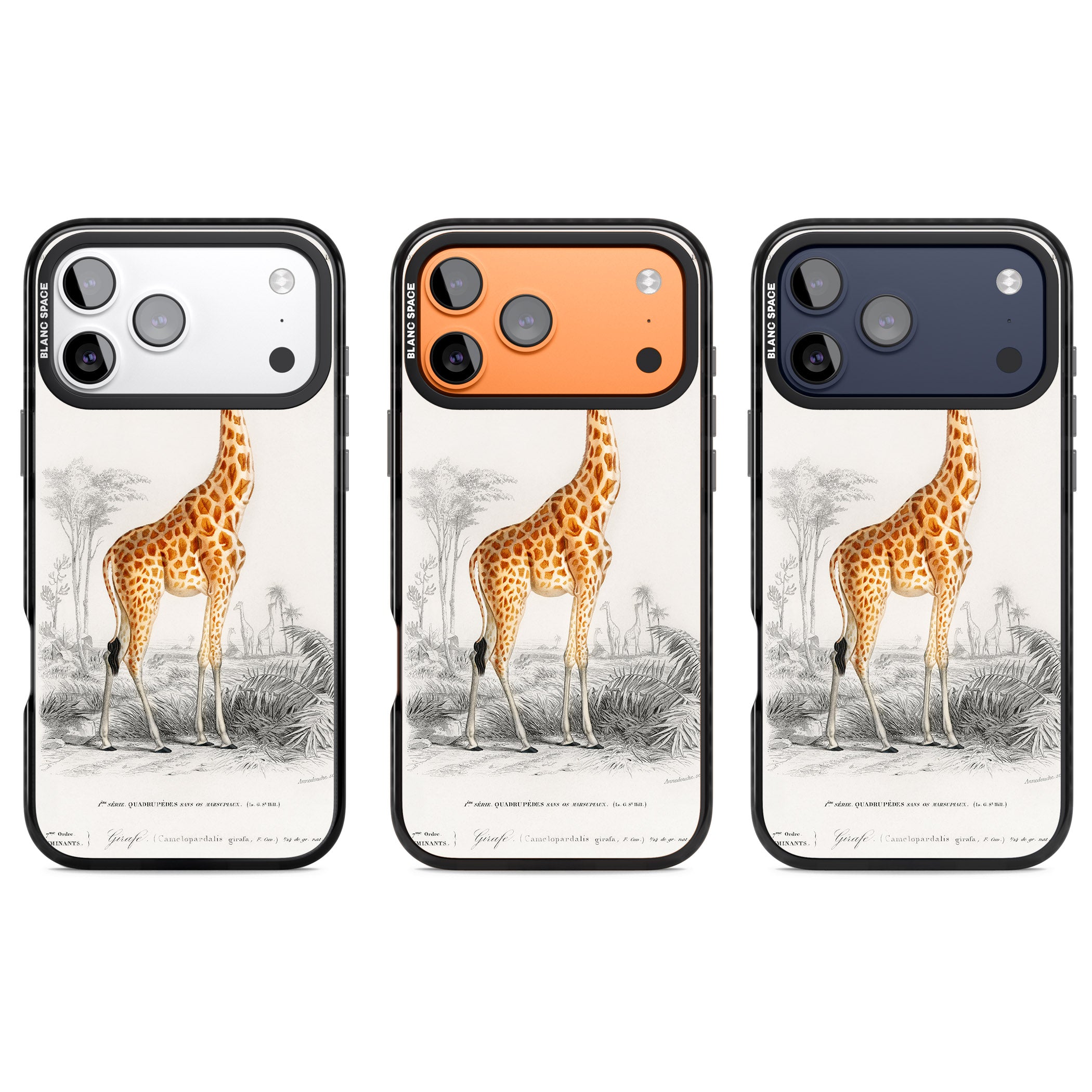 Vintage Giraffe Art iPhone 17 Pro Impact Pro Black Phone Case APT Impact Protection