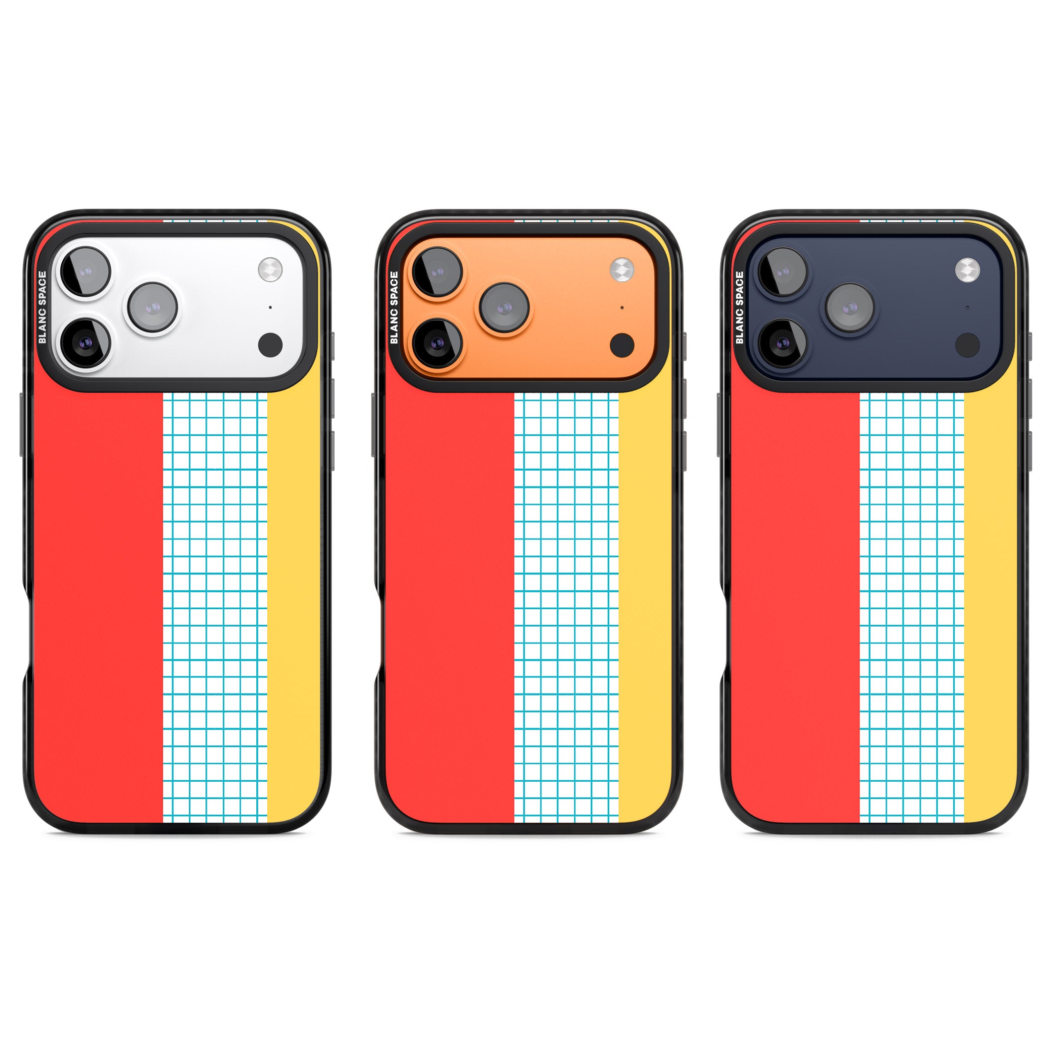 Abstract Grid Red, Blue, Yellow iPhone 17 Pro Impact Pro Black Phone Case APT Impact Protection