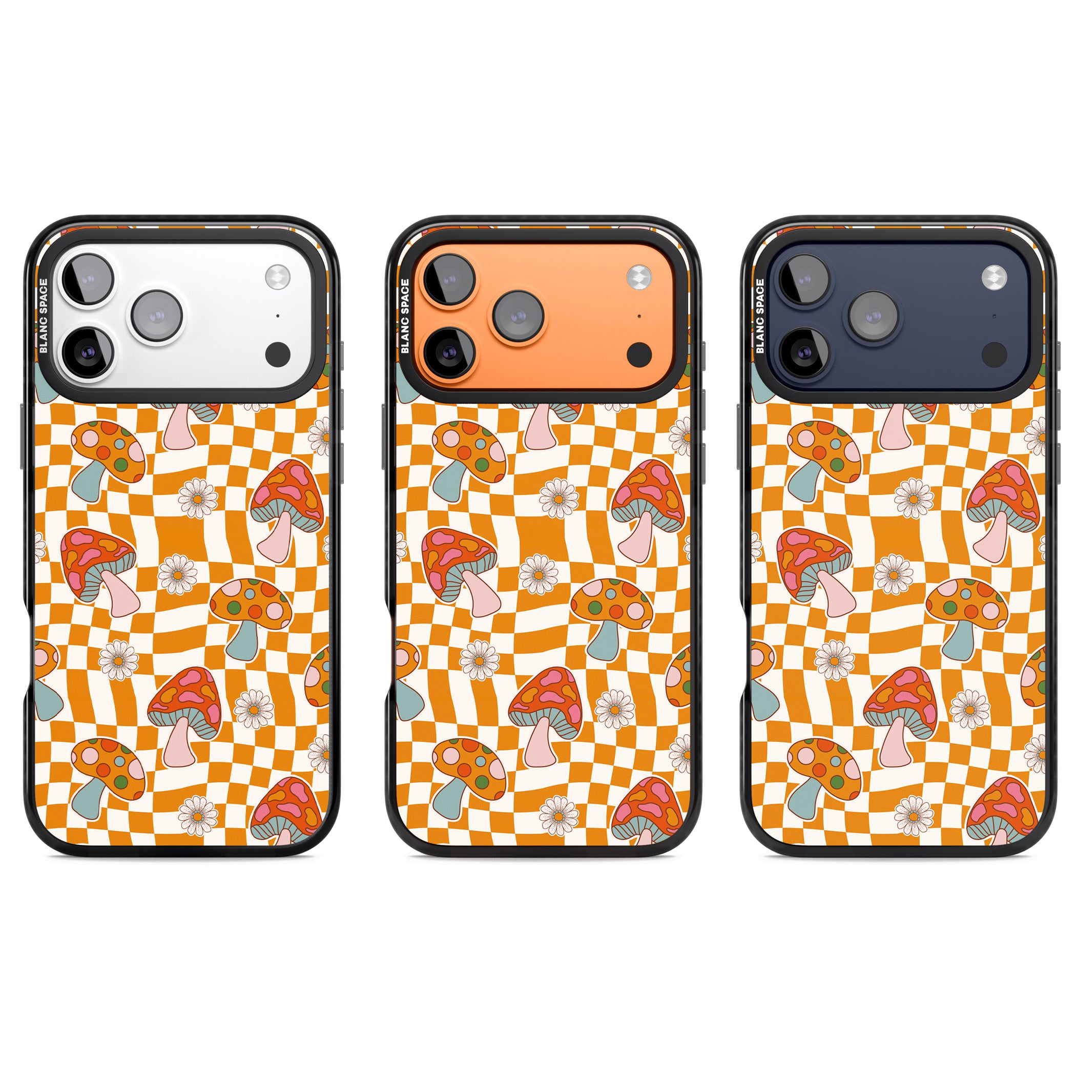 Wavy Checked Shrooms iPhone 17 Pro Impact Pro Black Phone Case APT Impact Protection