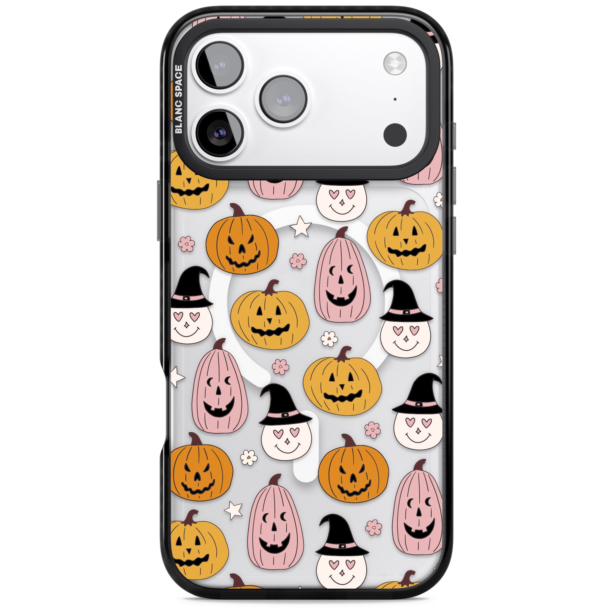 Witches And Pumpkins Pattern iPhone 17 Pro Impact Pro Black Phone Case