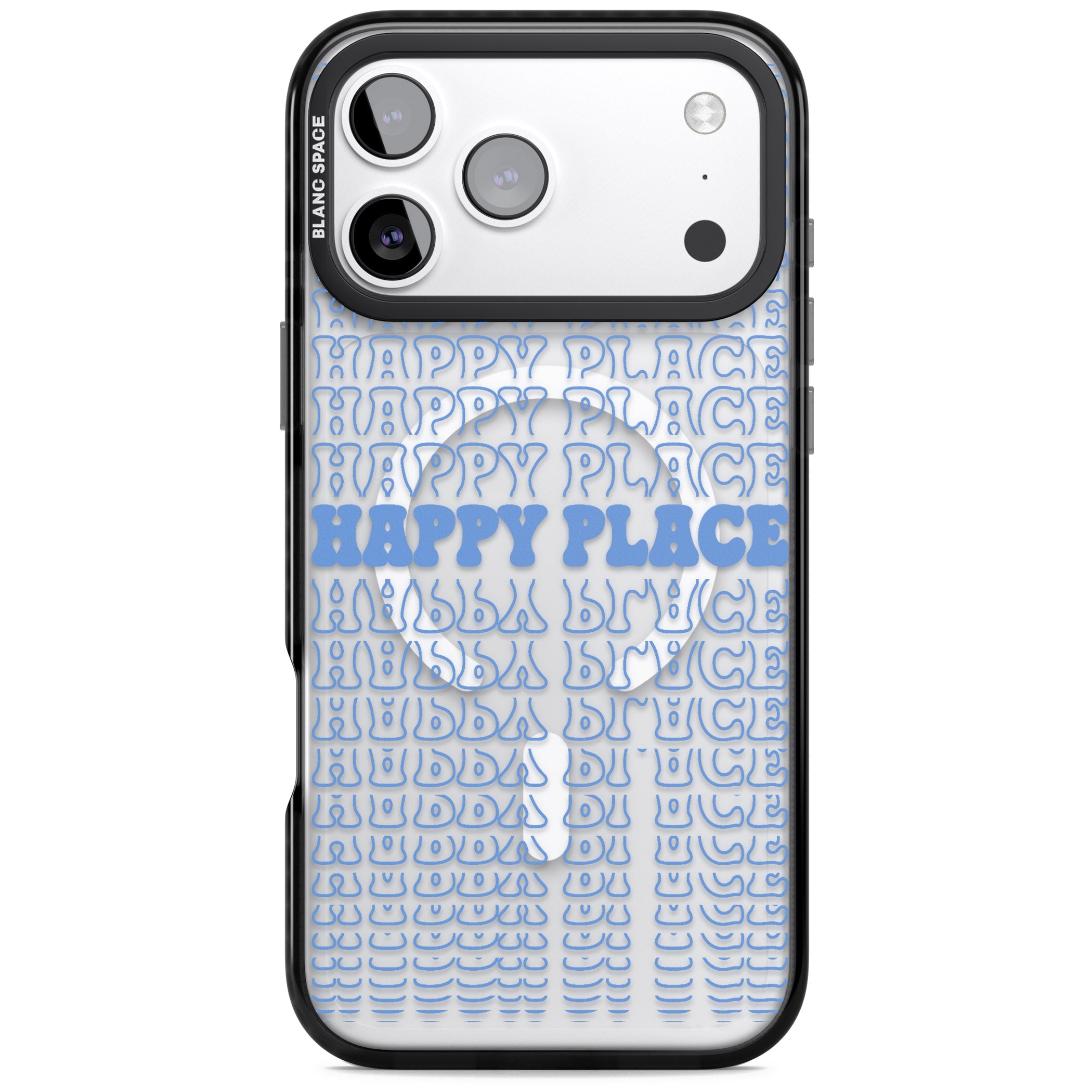 Happy Place (Blue) iPhone 17 Pro Impact Pro Black Phone Case