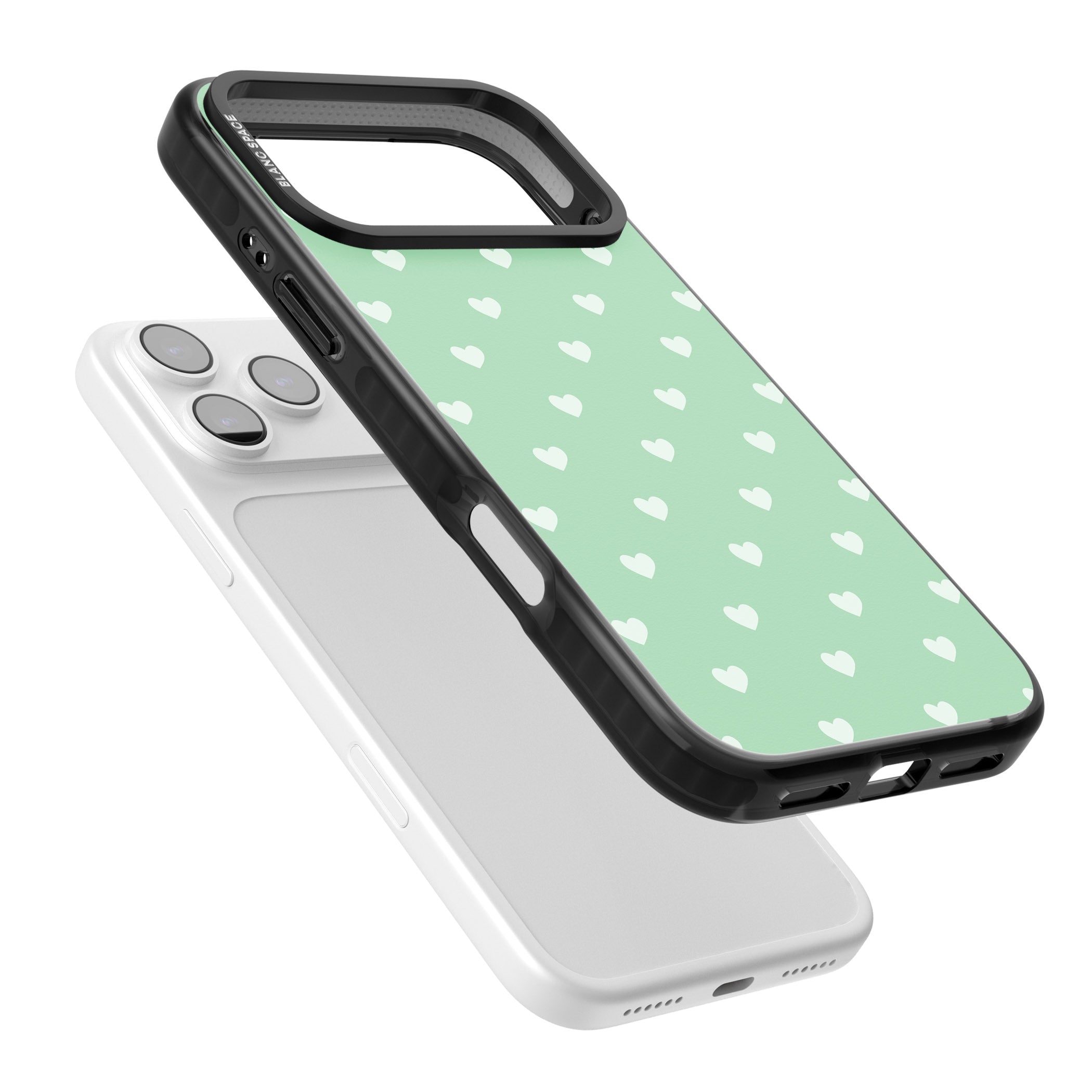 Small Heart Pattern: Green iPhone 17 Pro Max Impact Pro Black Phone Case Colours