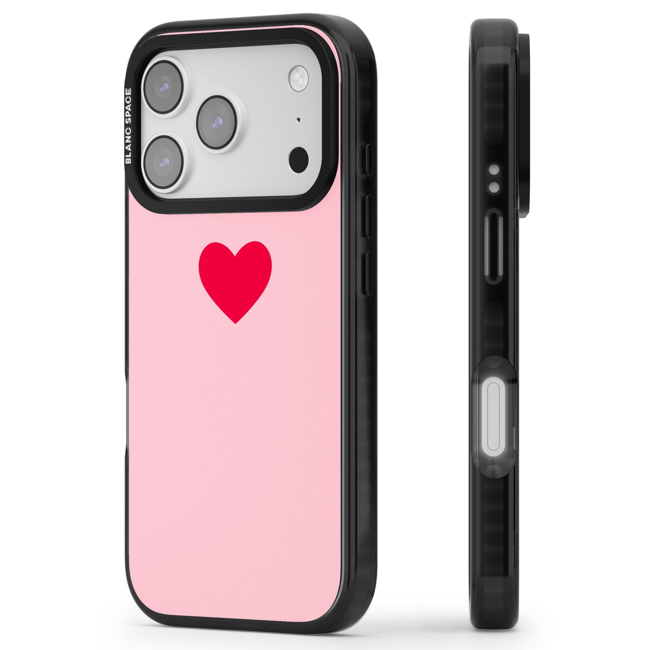 Red & Pink Heart iPhone 17 Pro Impact Pro Black Phone Case Side Profile