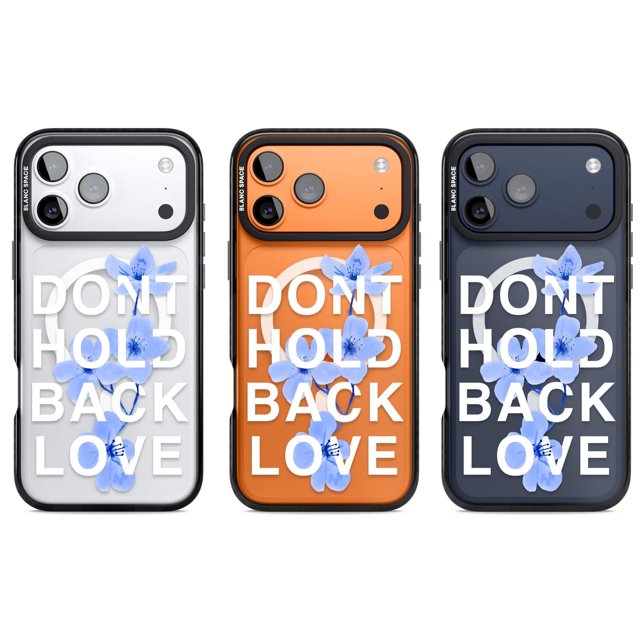 Don'T Hold Back Love Blue & White iPhone 17 Pro Impact Pro Black Phone Case APT Impact Protection