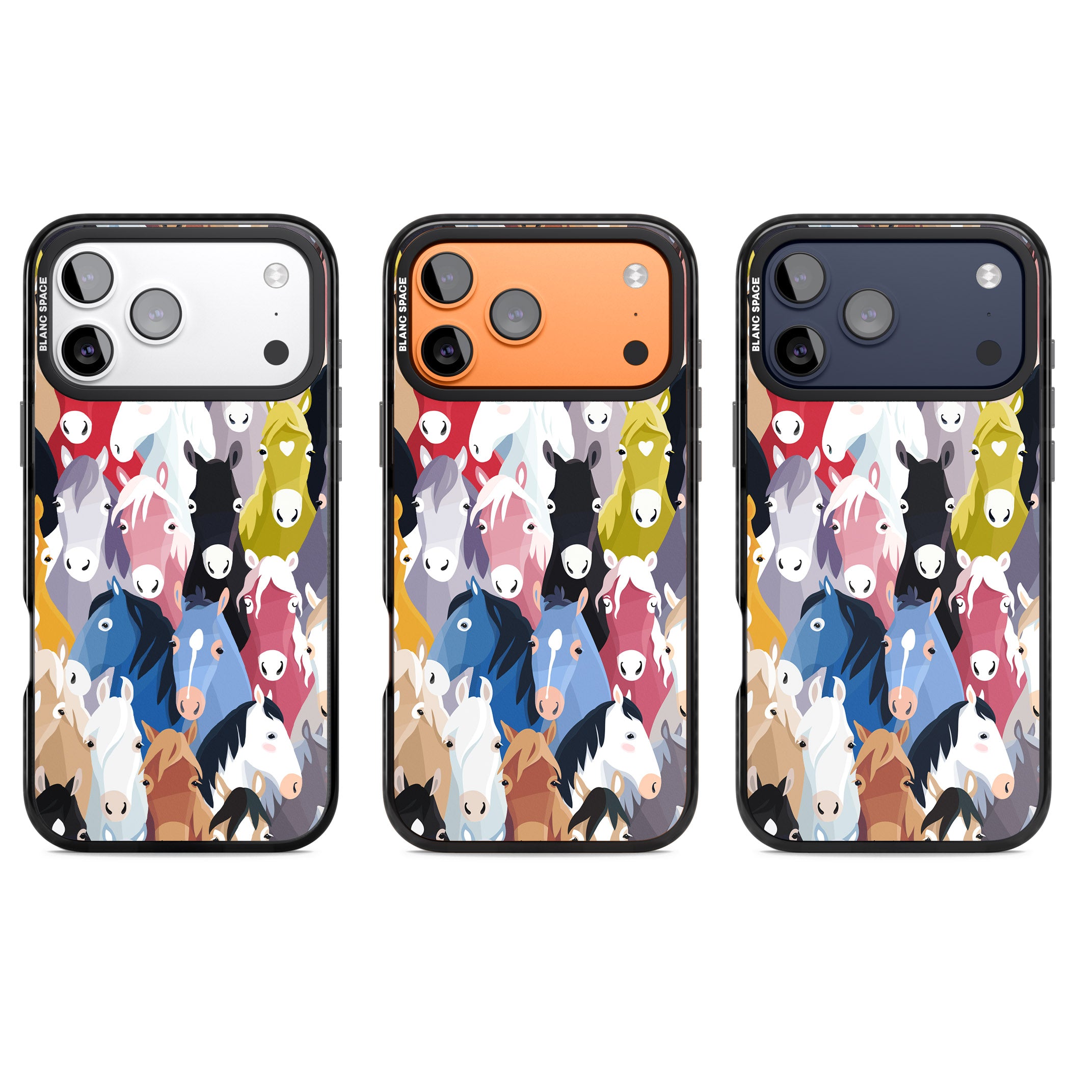 Colourful Horse Pattern iPhone 17 Pro Impact Pro Black Phone Case APT Impact Protection