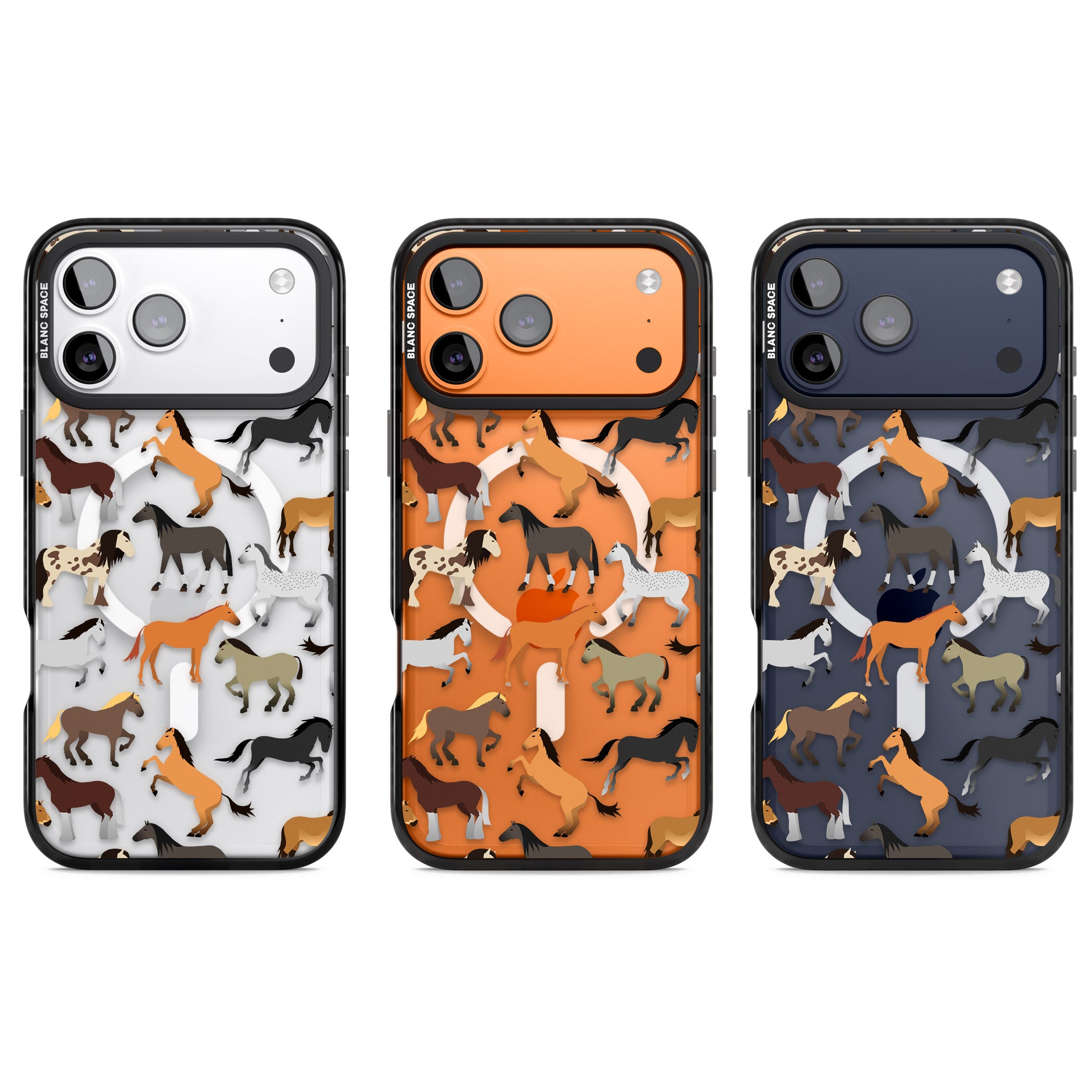 Horse Pattern iPhone 17 Pro Impact Pro Black Phone Case APT Impact Protection