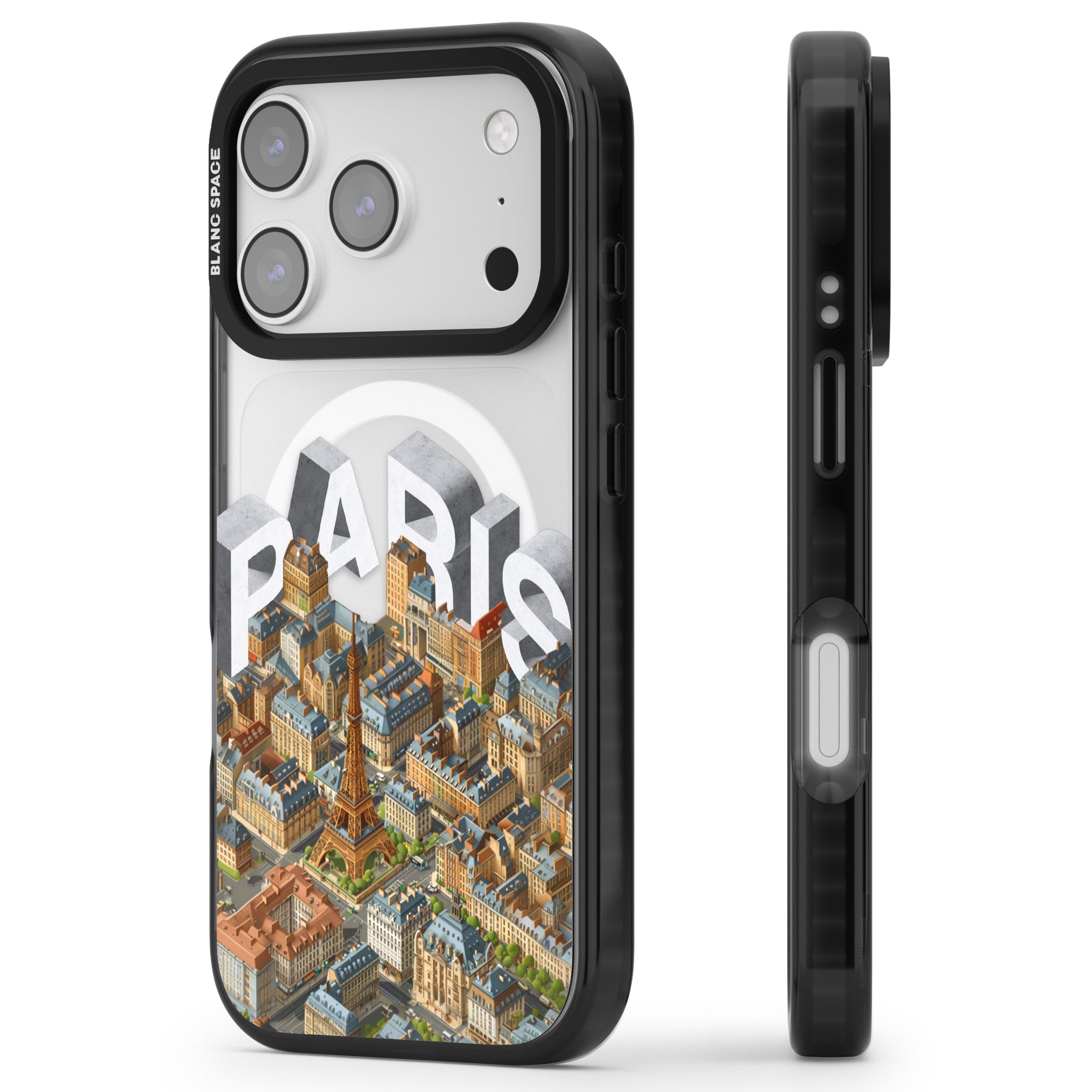 Paris iPhone 17 Pro Impact Pro Black Phone Case Side Profile