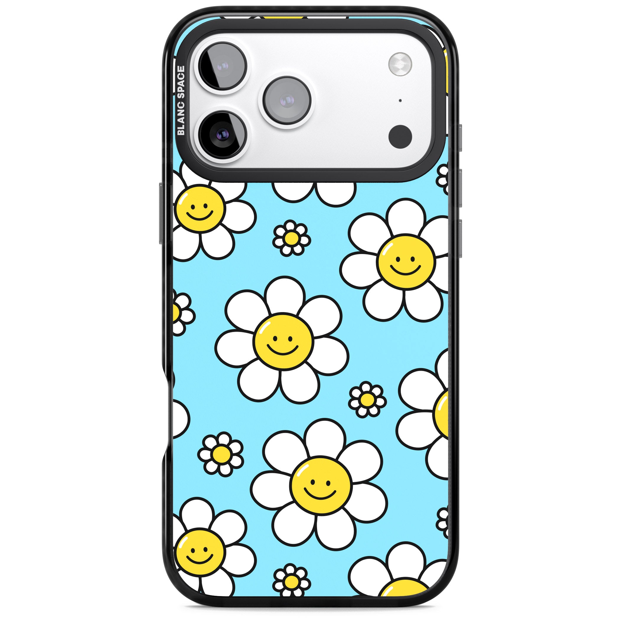Daisy Faces Kawaii Pattern iPhone 17 Pro Impact Pro Black Phone Case