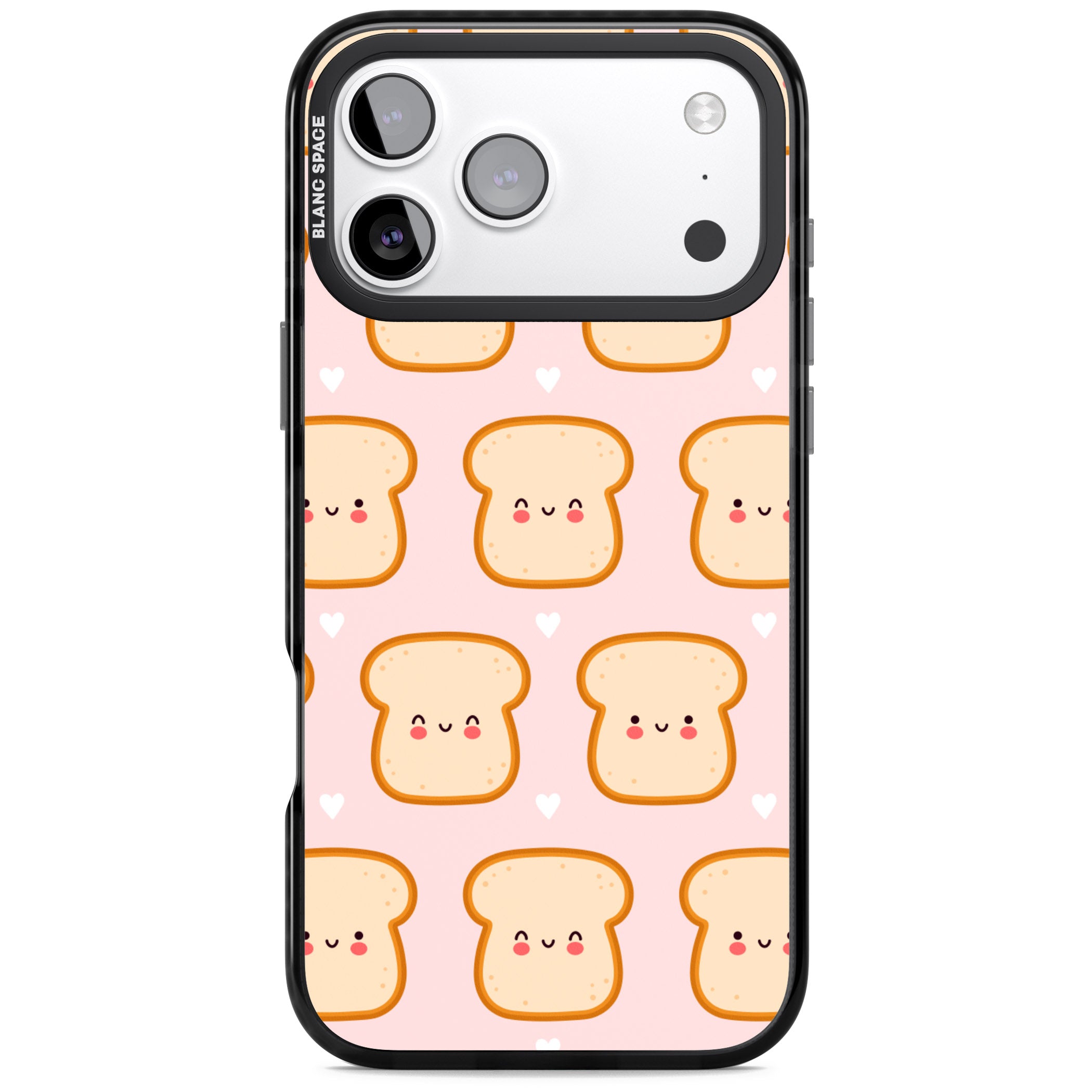 Bread Faces Kawaii Pattern iPhone 17 Pro Impact Pro Black Phone Case