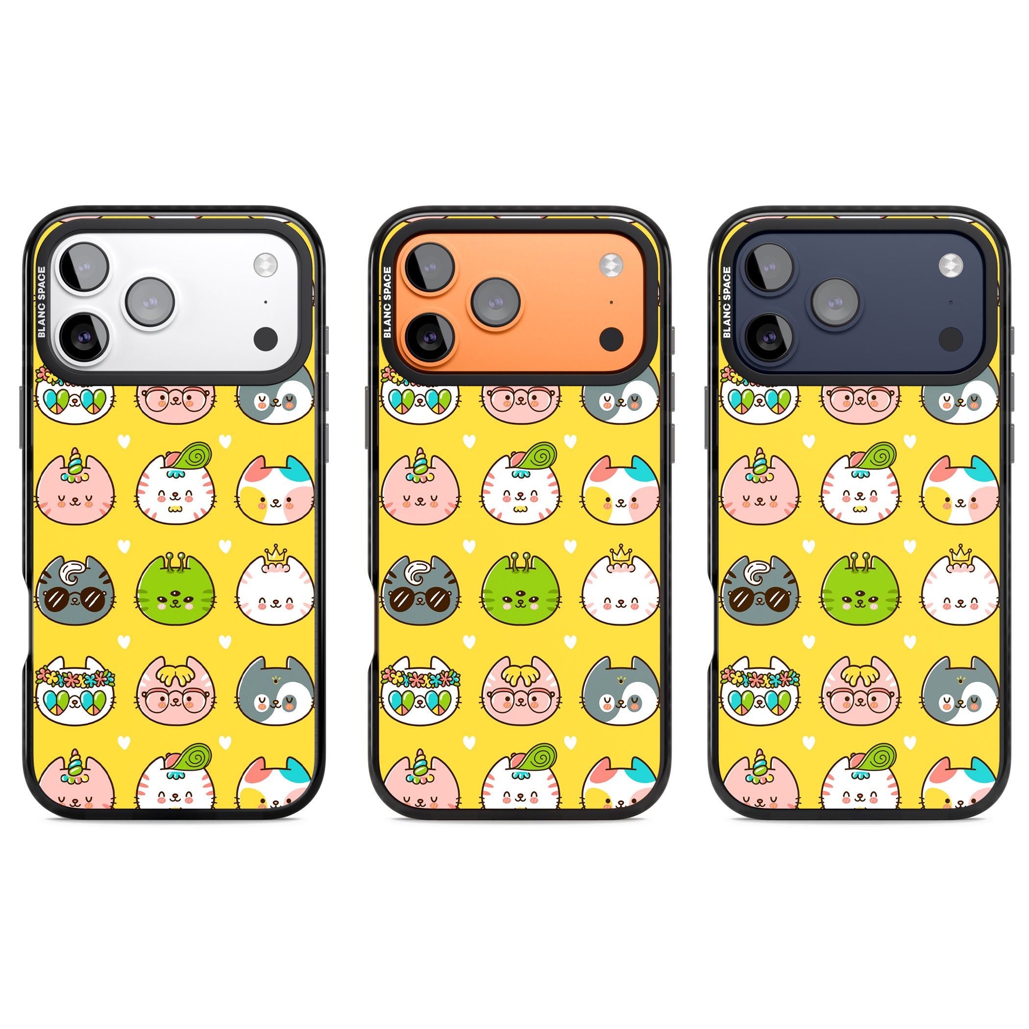 Mythical Cats Kawaii Pattern iPhone 17 Pro Impact Pro Black Phone Case APT Impact Protection