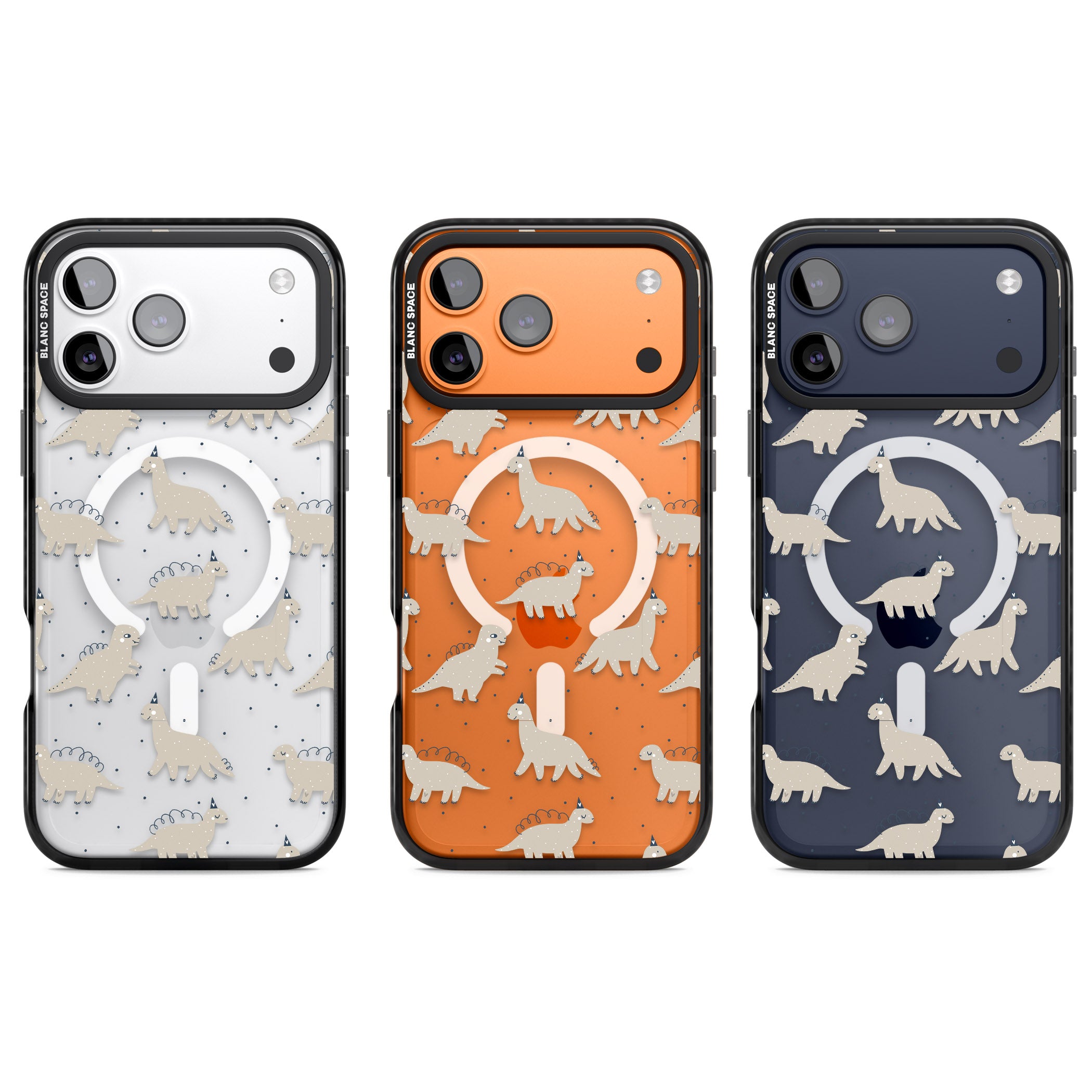 Adorable Dino Pattern iPhone 17 Pro Impact Pro Black Phone Case APT Impact Protection
