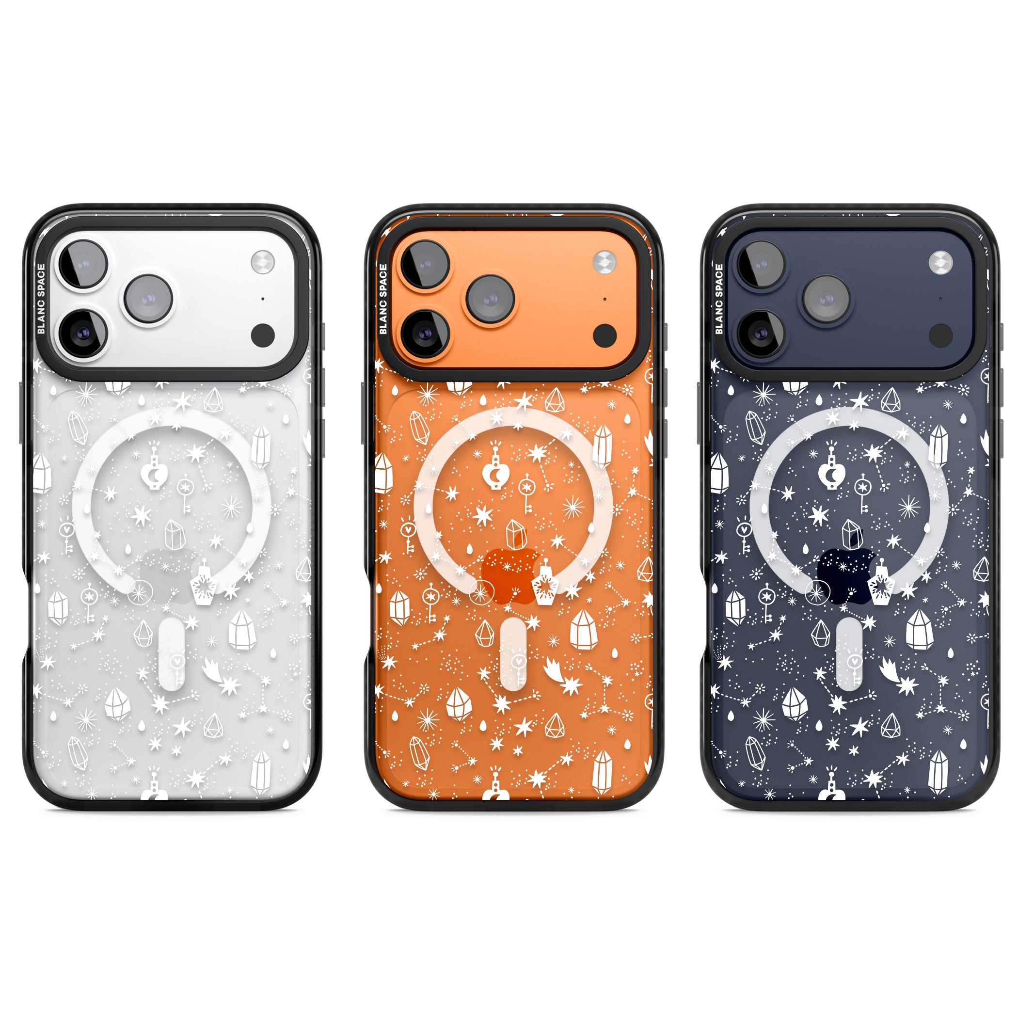 White Cosmic Crystal iPhone 17 Pro Impact Pro Black Phone Case APT Impact Protection