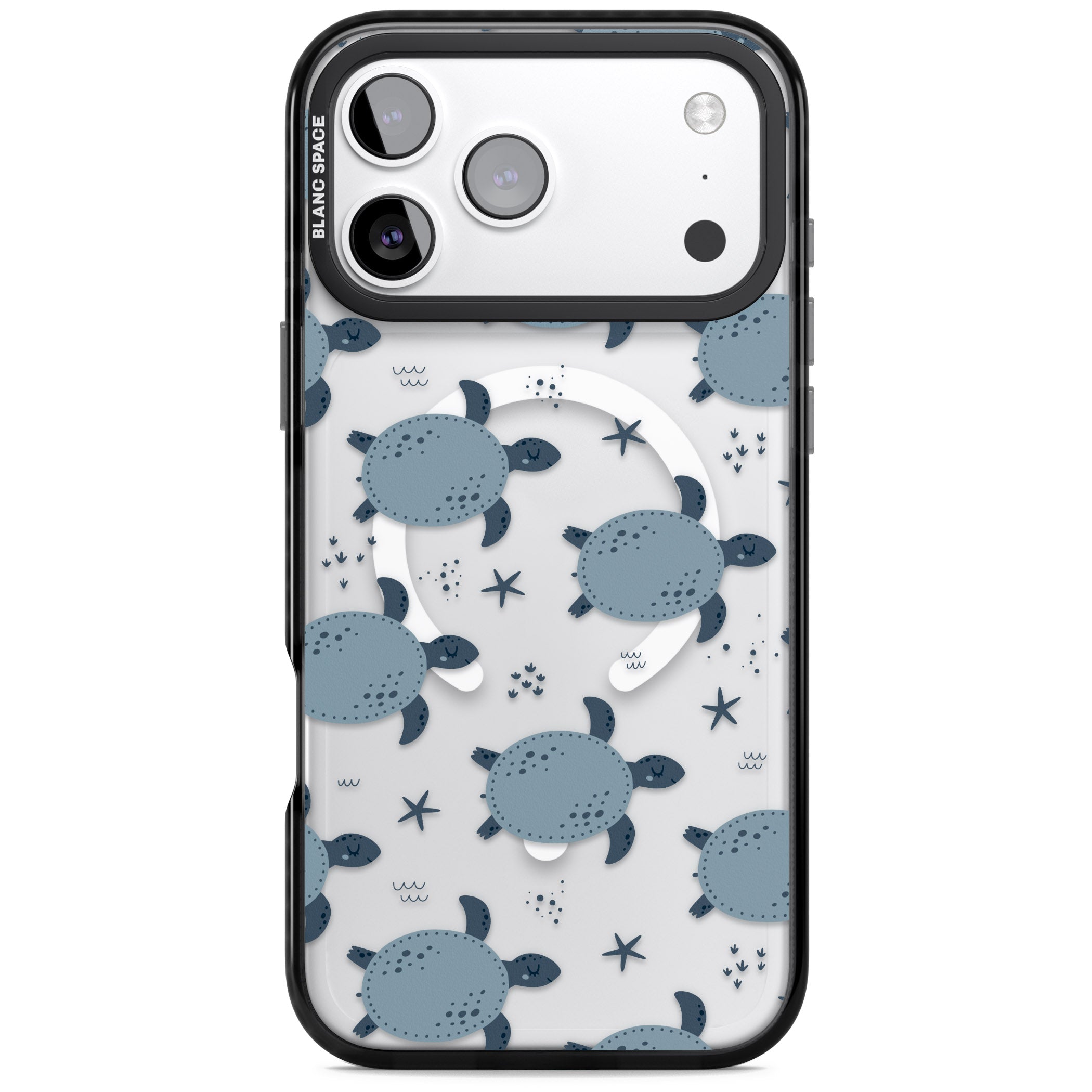 Under The Sea Patterns Sea Turtles (Clear) iPhone 17 Pro Max Impact Pro Black Phone Case