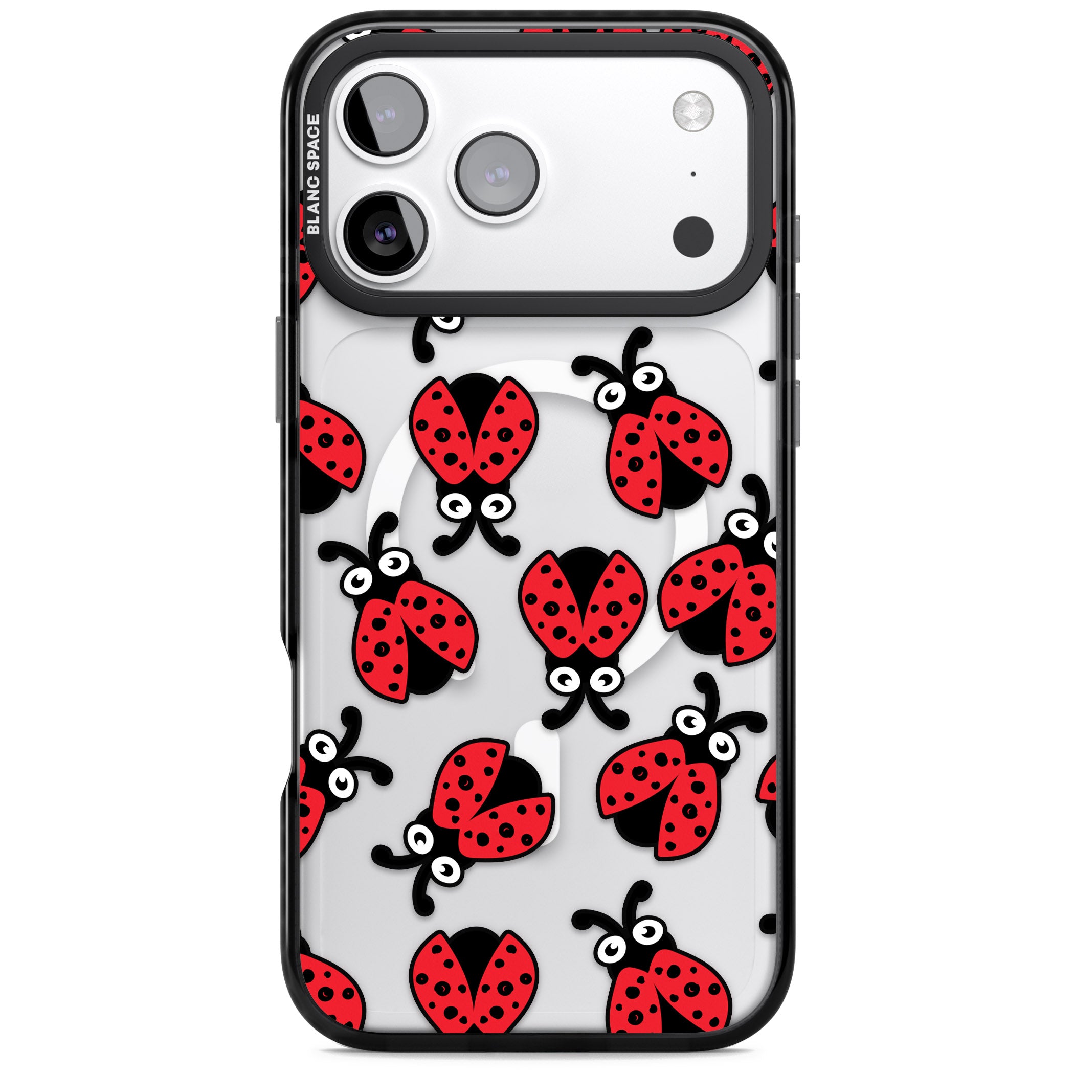 Ladybug Pattern iPhone 17 Pro Impact Pro Black Phone Case