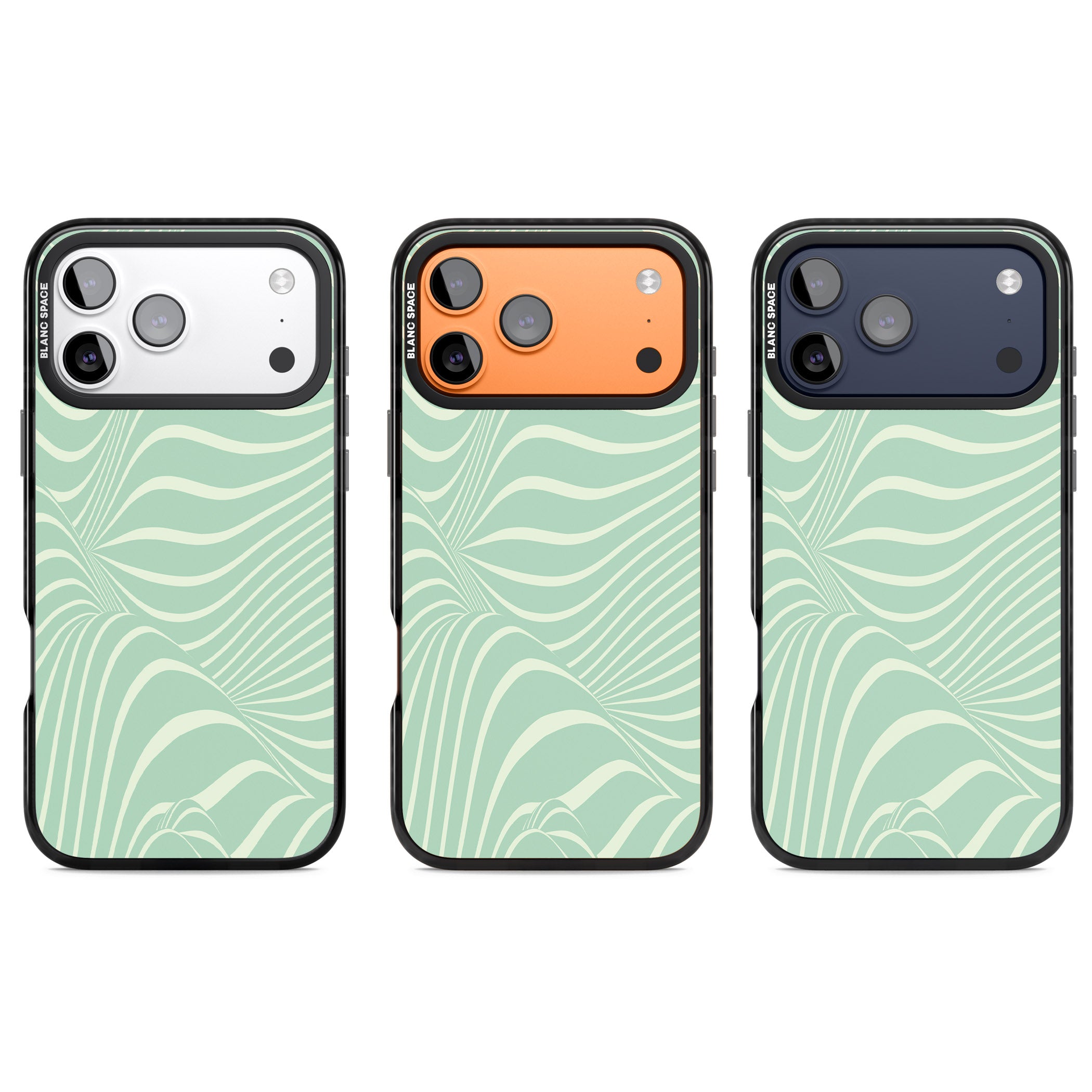 Mint Green Distorted Line iPhone 17 Pro Impact Pro Black Phone Case APT Impact Protection