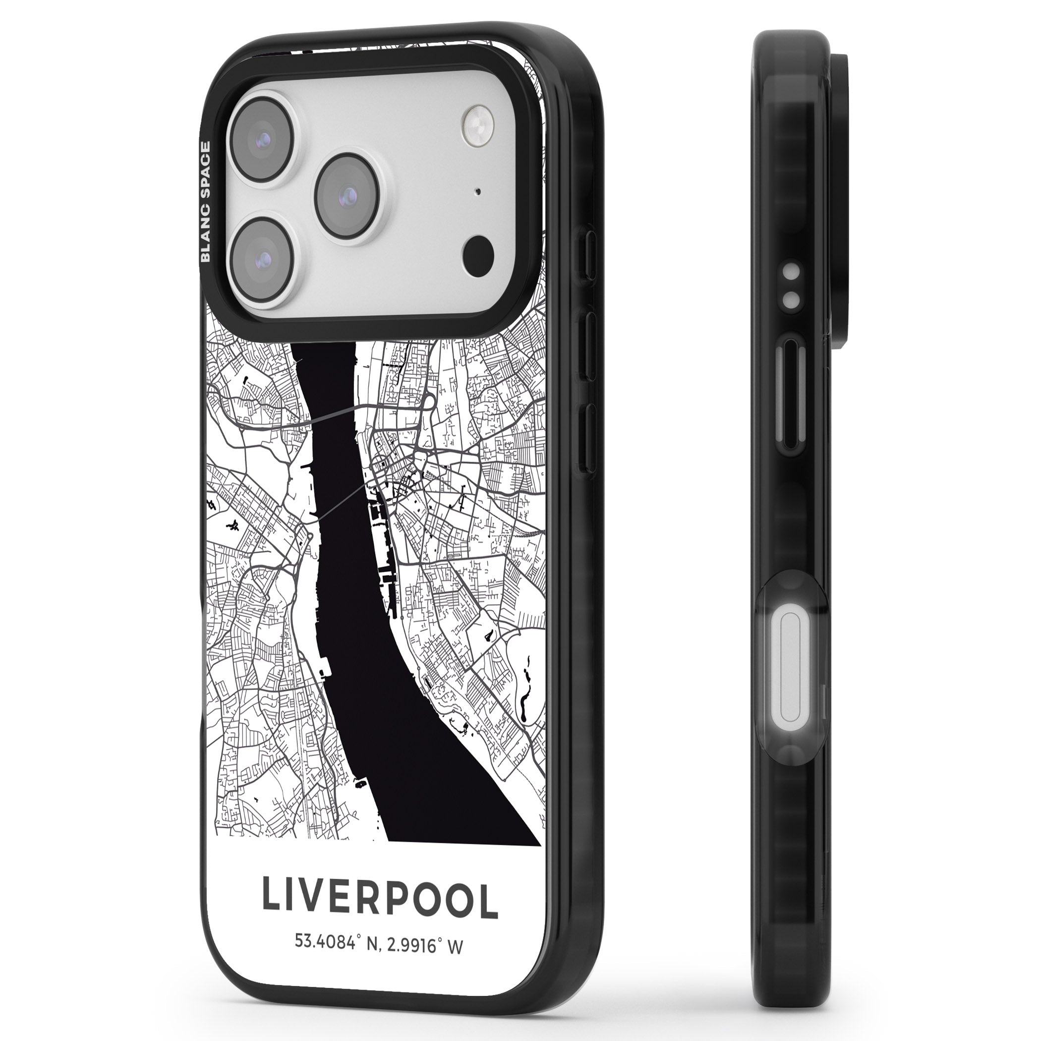 Liverpool Map iPhone 17 Pro Max Impact Pro Black Phone Case Side Profile
