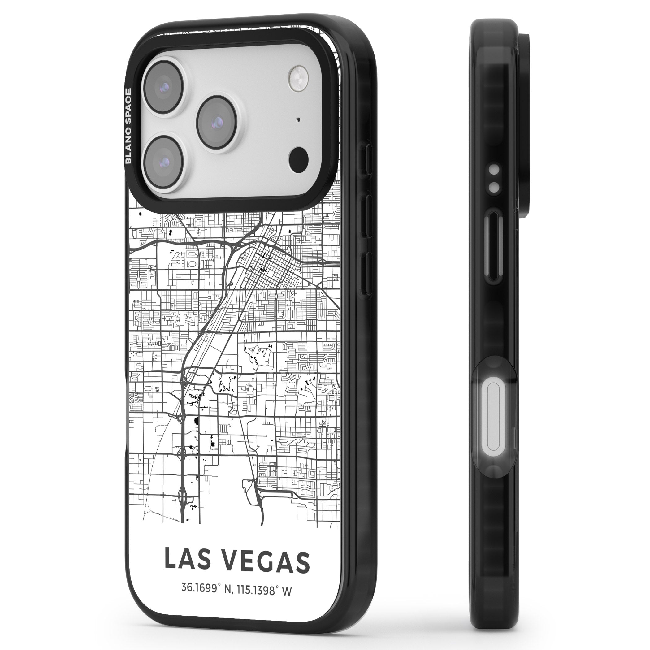 Las Vegas Map iPhone 17 Pro Impact Pro Black Phone Case Side Profile