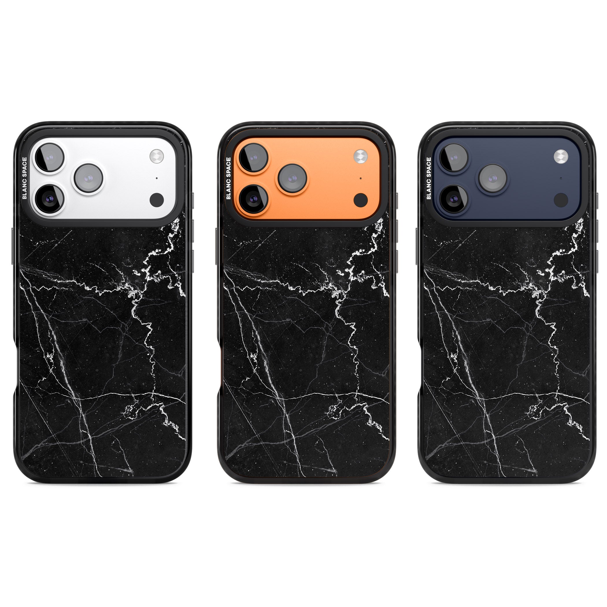 Bold Black Marble With White Texture iPhone 17 Pro Impact Pro Black Phone Case APT Impact Protection