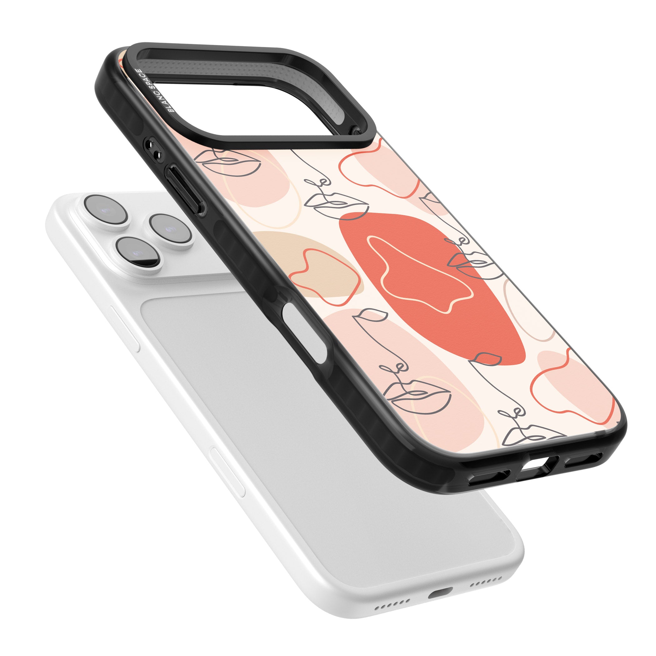 Abstract Face Line Art iPhone 17 Pro Impact Pro Black Phone Case Colours