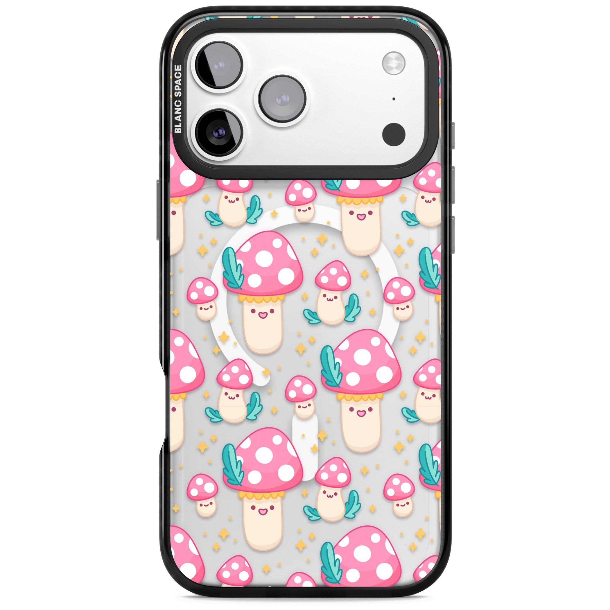 Cute Mushroom Pattern iPhone 17 Pro Impact Pro Black Phone Case