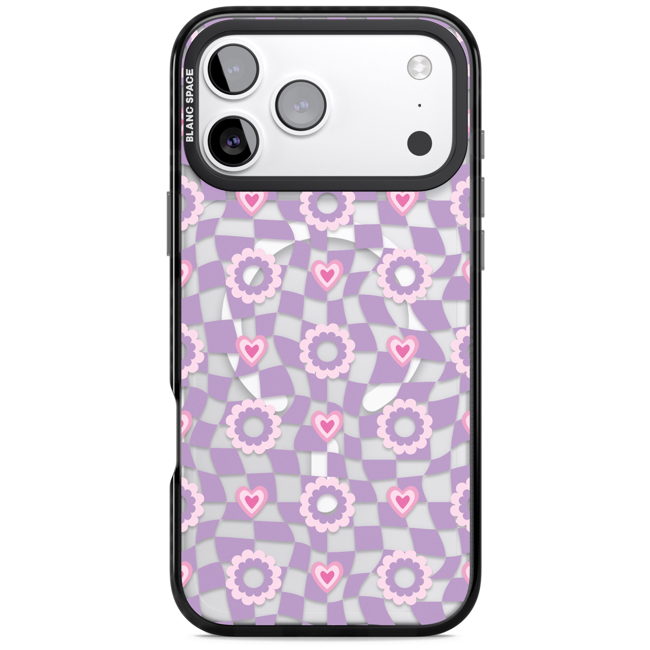 Checkered Love Pattern iPhone 17 Pro Impact Pro Black Phone Case
