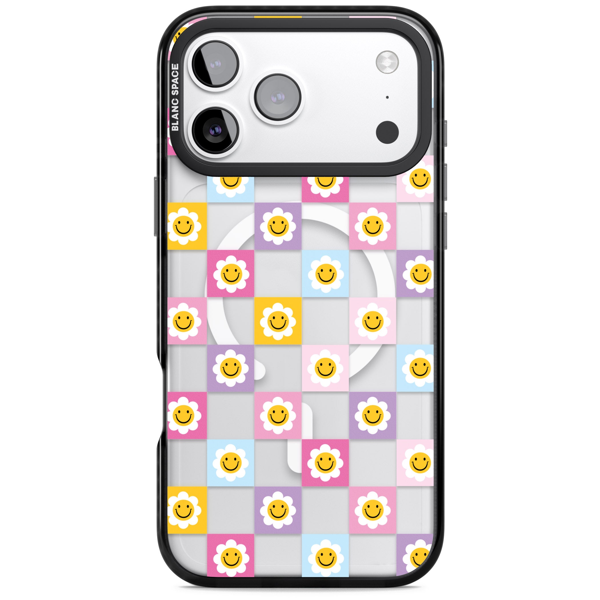 Daisy Squares Pattern iPhone 17 Pro Impact Pro Black Phone Case