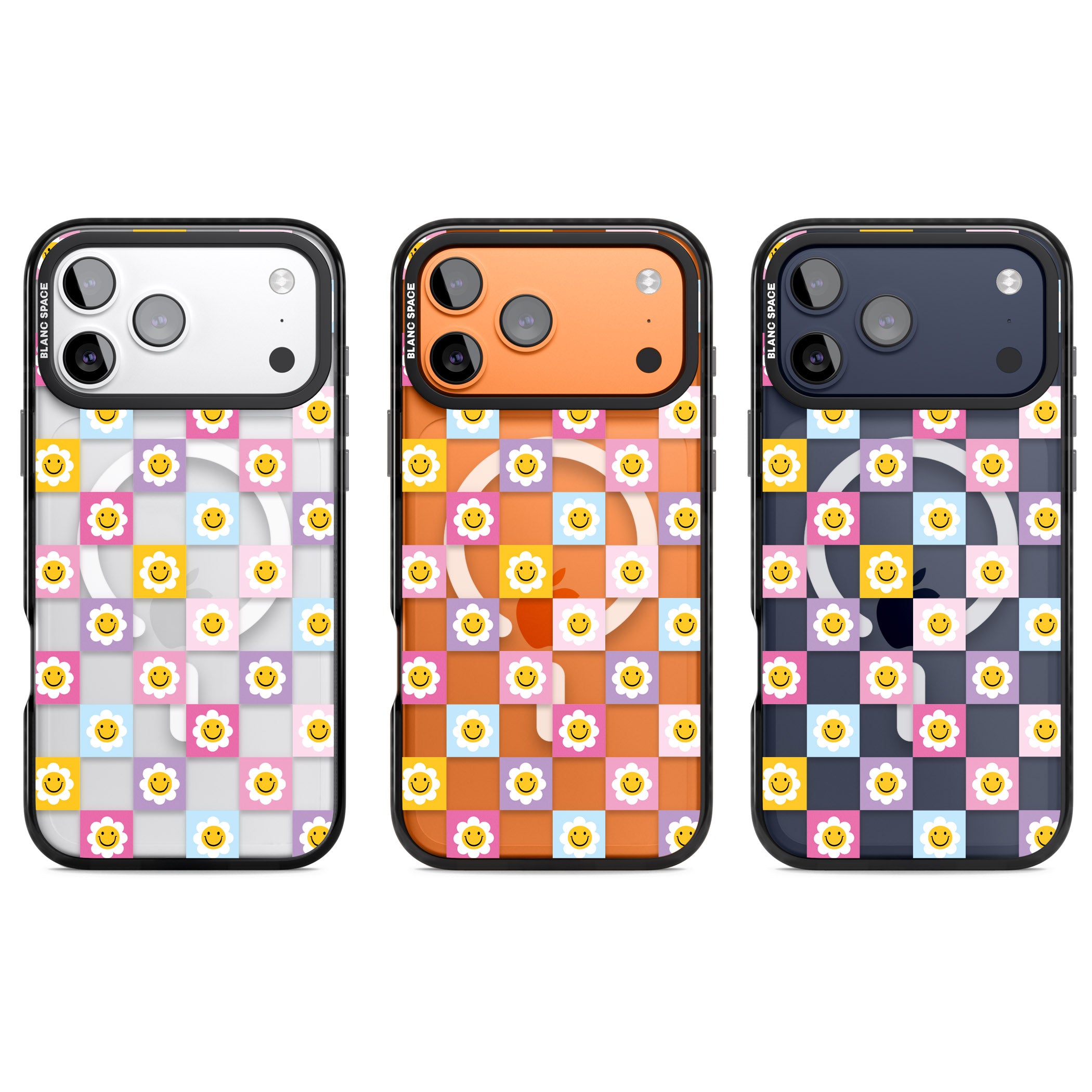 Daisy Squares Pattern iPhone 17 Pro Impact Pro Black Phone Case APT Impact Protection