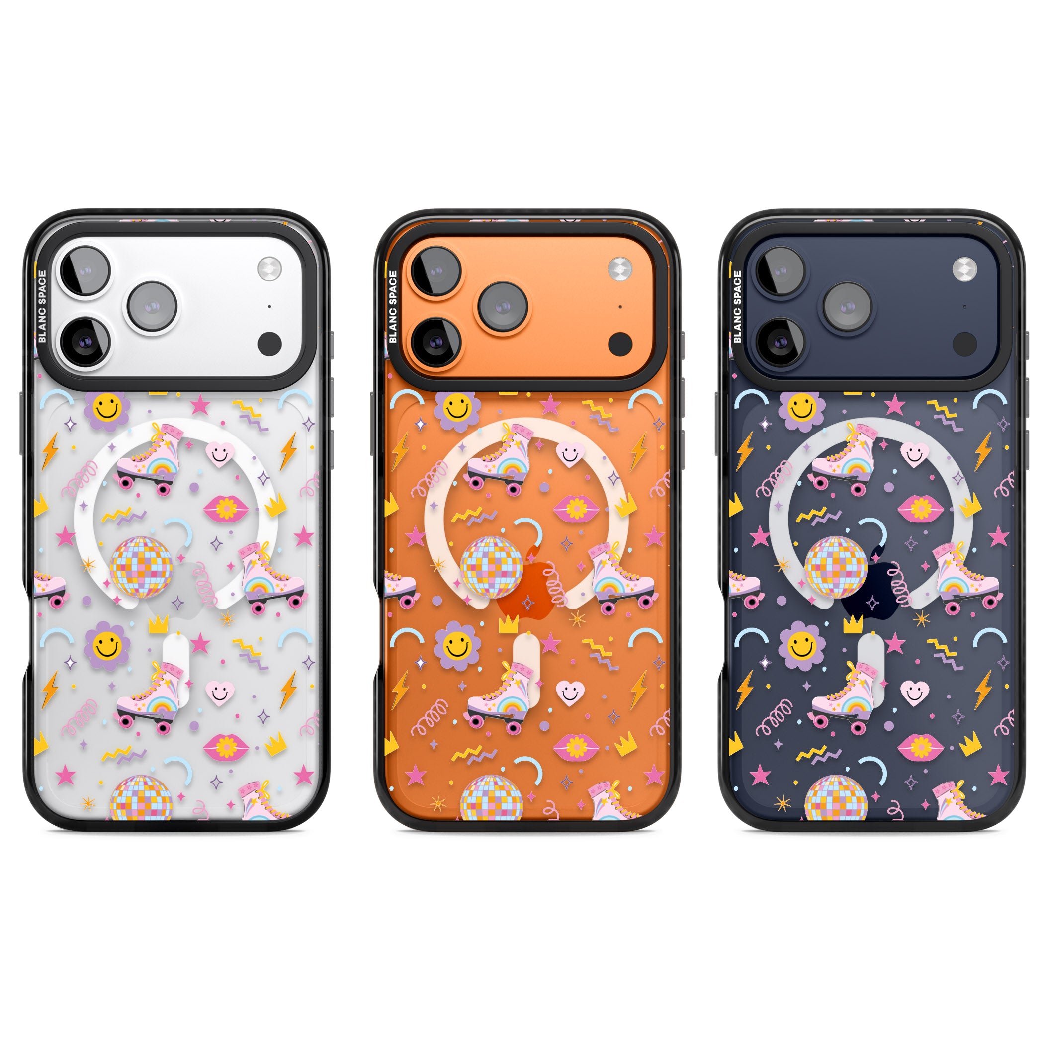 Roller Disco Pattern iPhone 17 Pro Impact Pro Black Phone Case APT Impact Protection