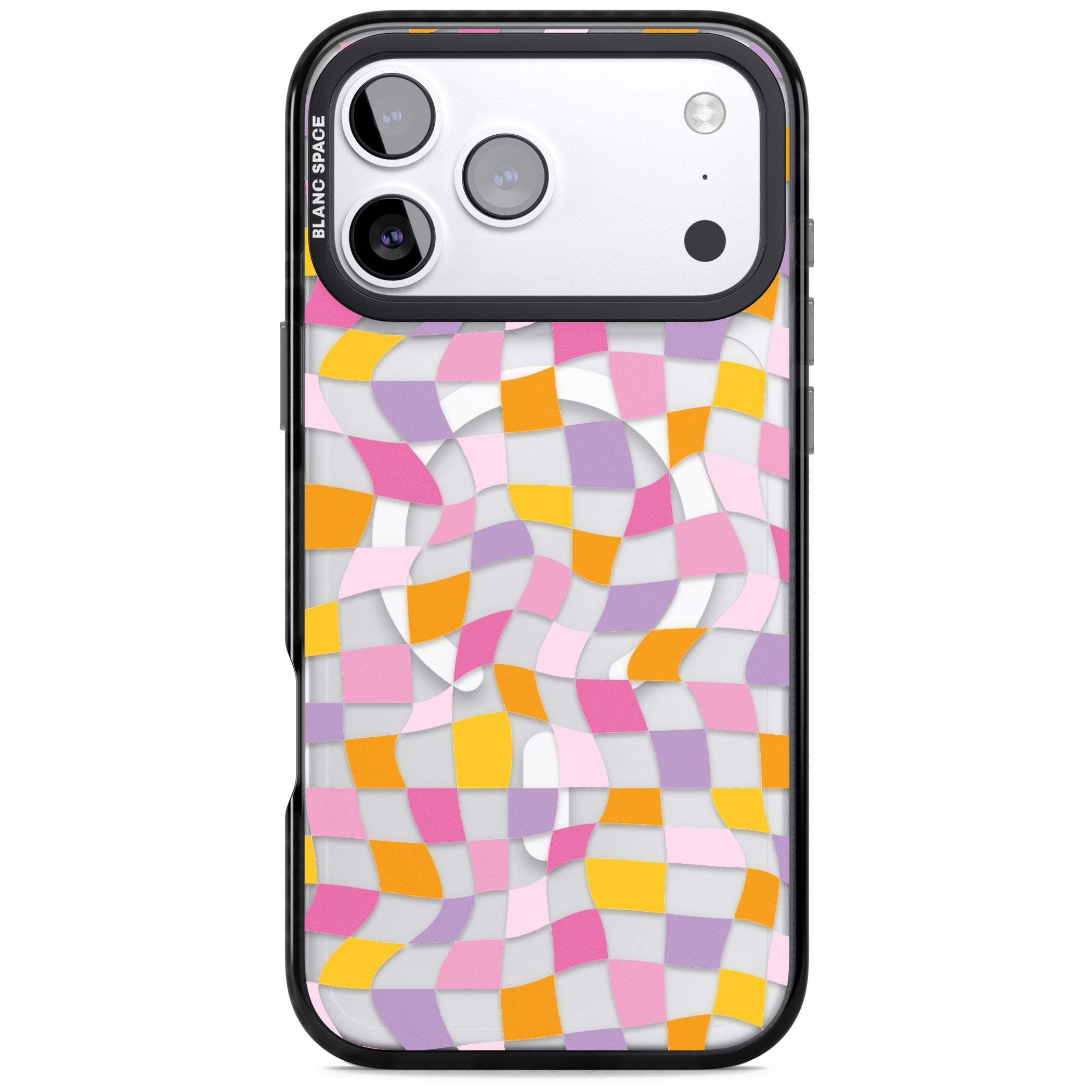 Wonky Squares Pattern iPhone 17 Pro Impact Pro Black Phone Case