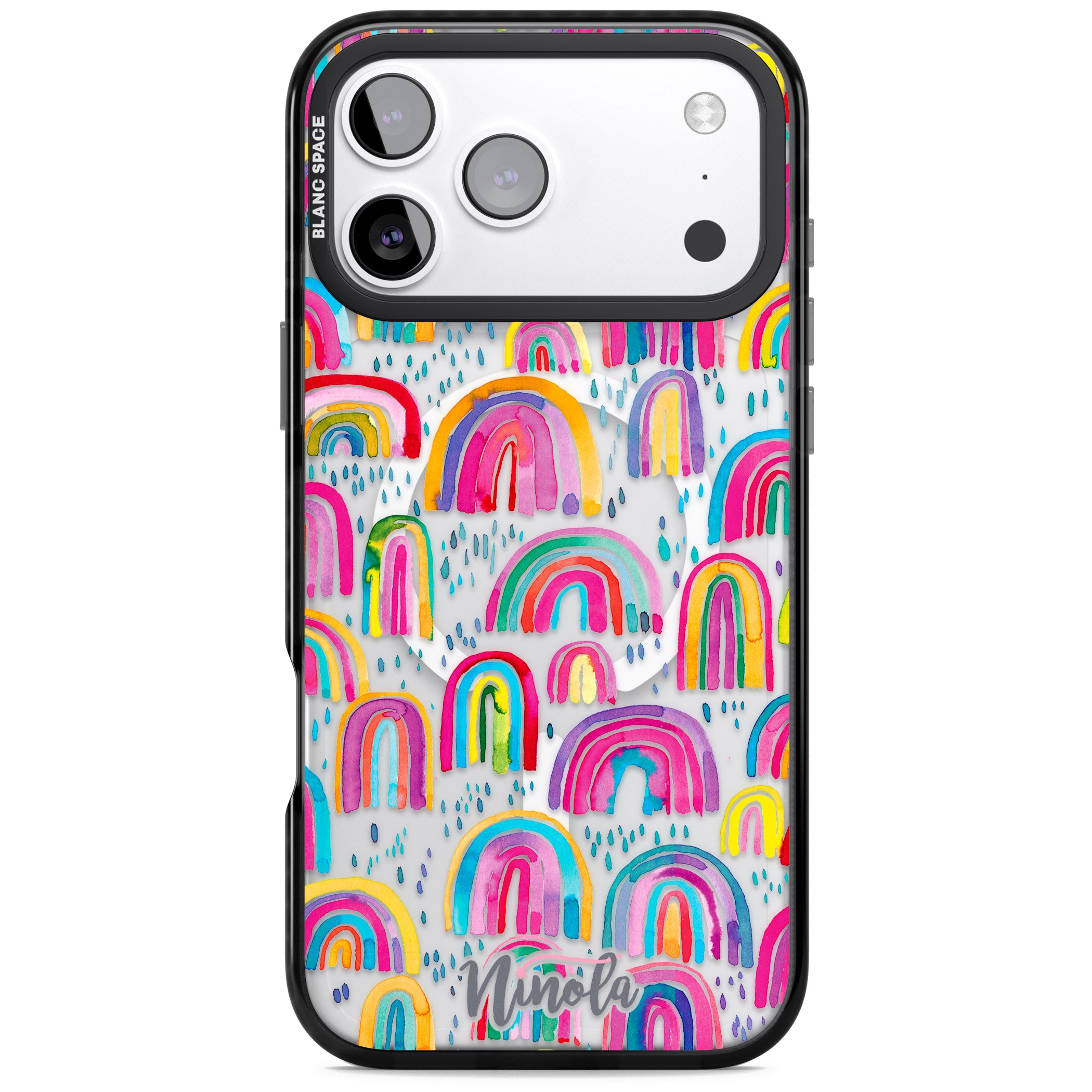 Watercolor Rainbow iPhone 17 Pro Max Impact Pro Black Phone Case