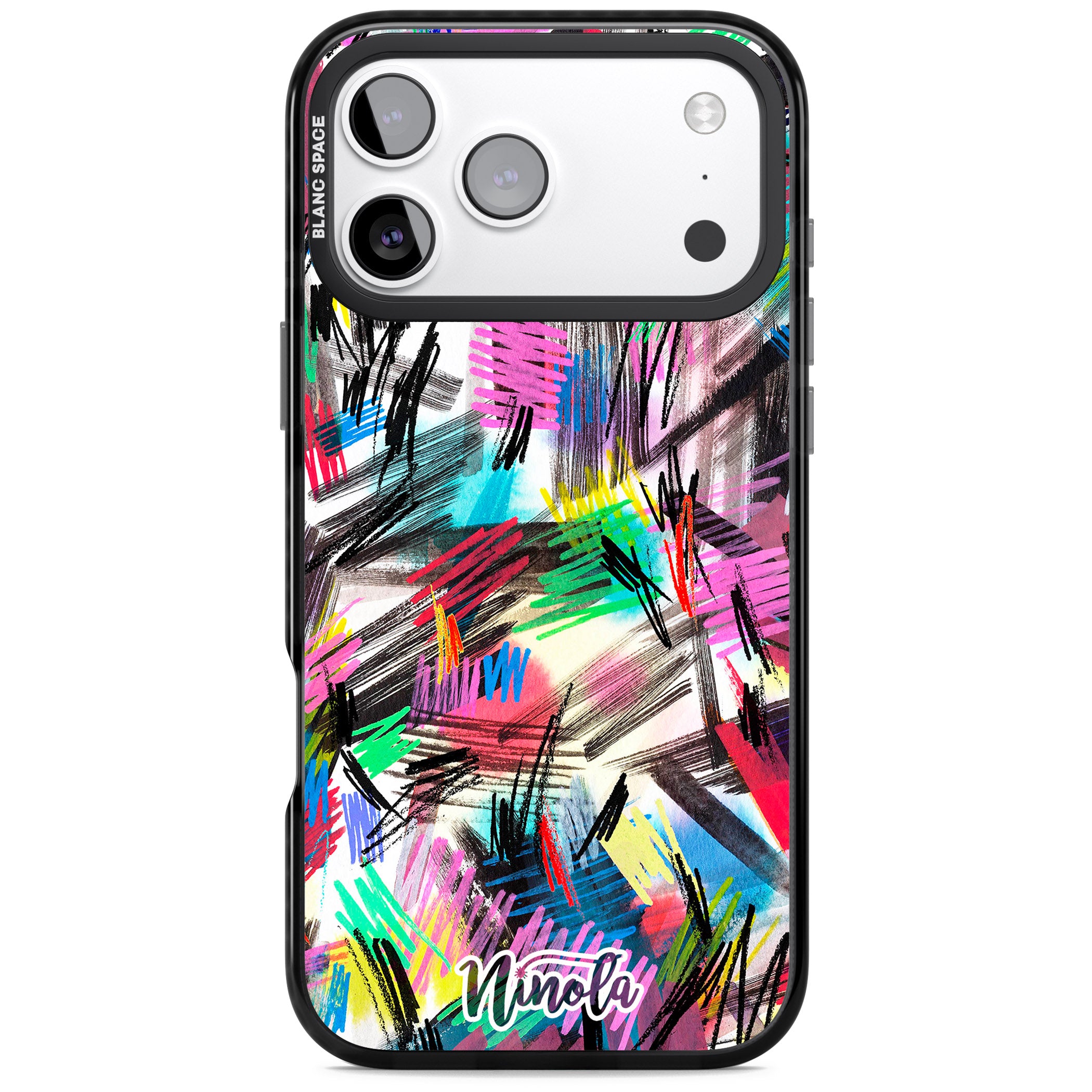 Wild Strokes Rainbow iPhone 17 Pro Max Impact Pro Black Phone Case