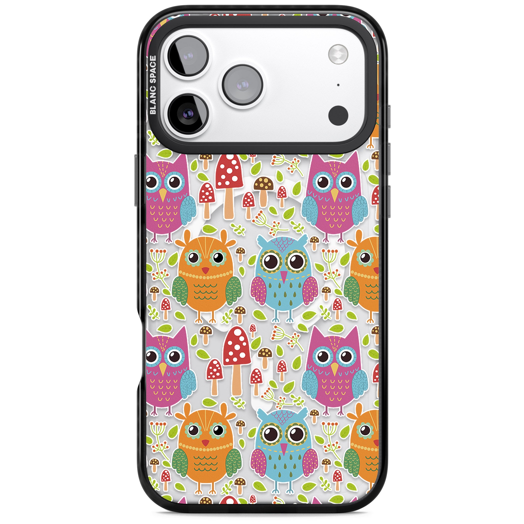 Forrest Owl Clear Pattern iPhone 17 Pro Max Impact Pro Black Phone Case