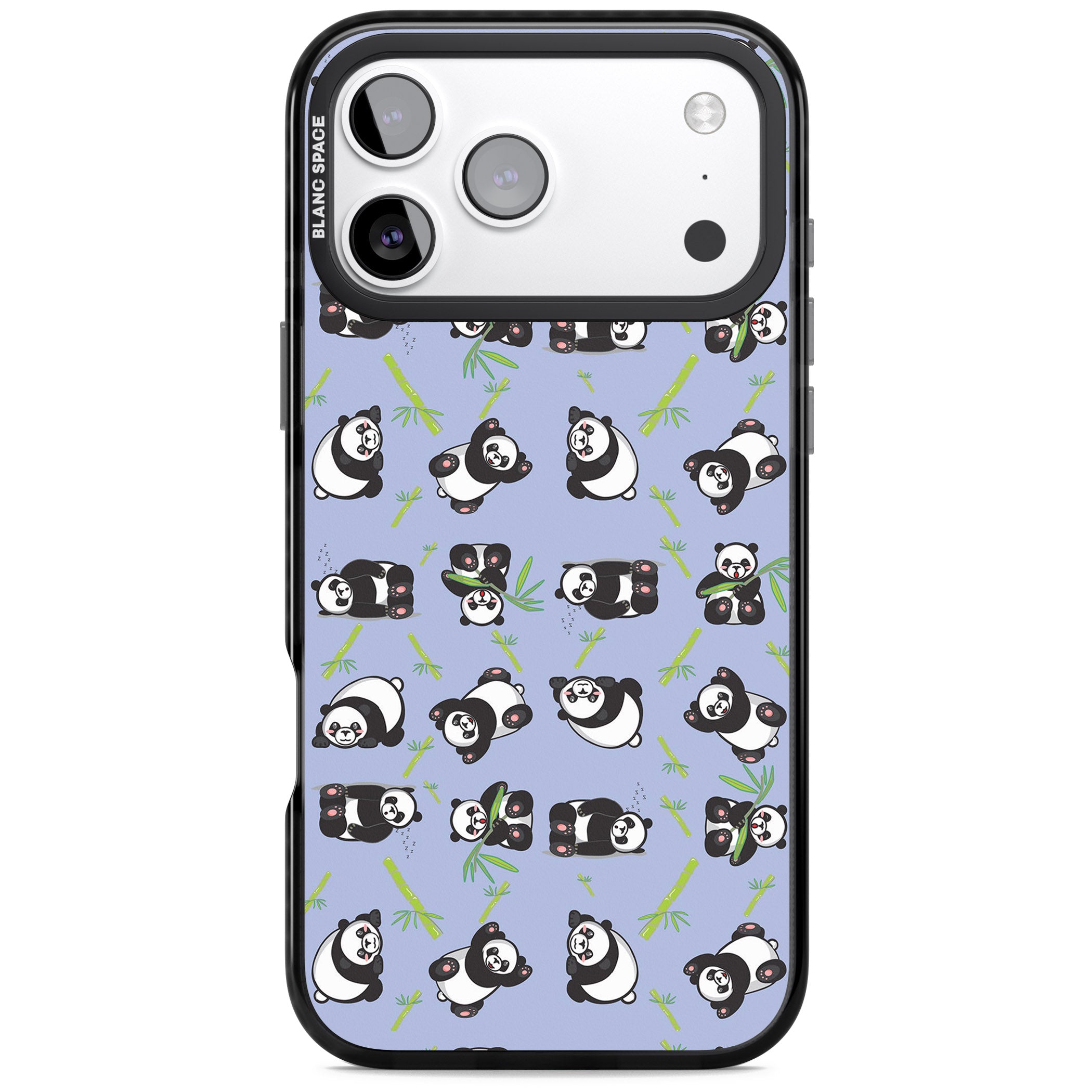 Panda Pattern iPhone 17 Pro Impact Pro Black Phone Case
