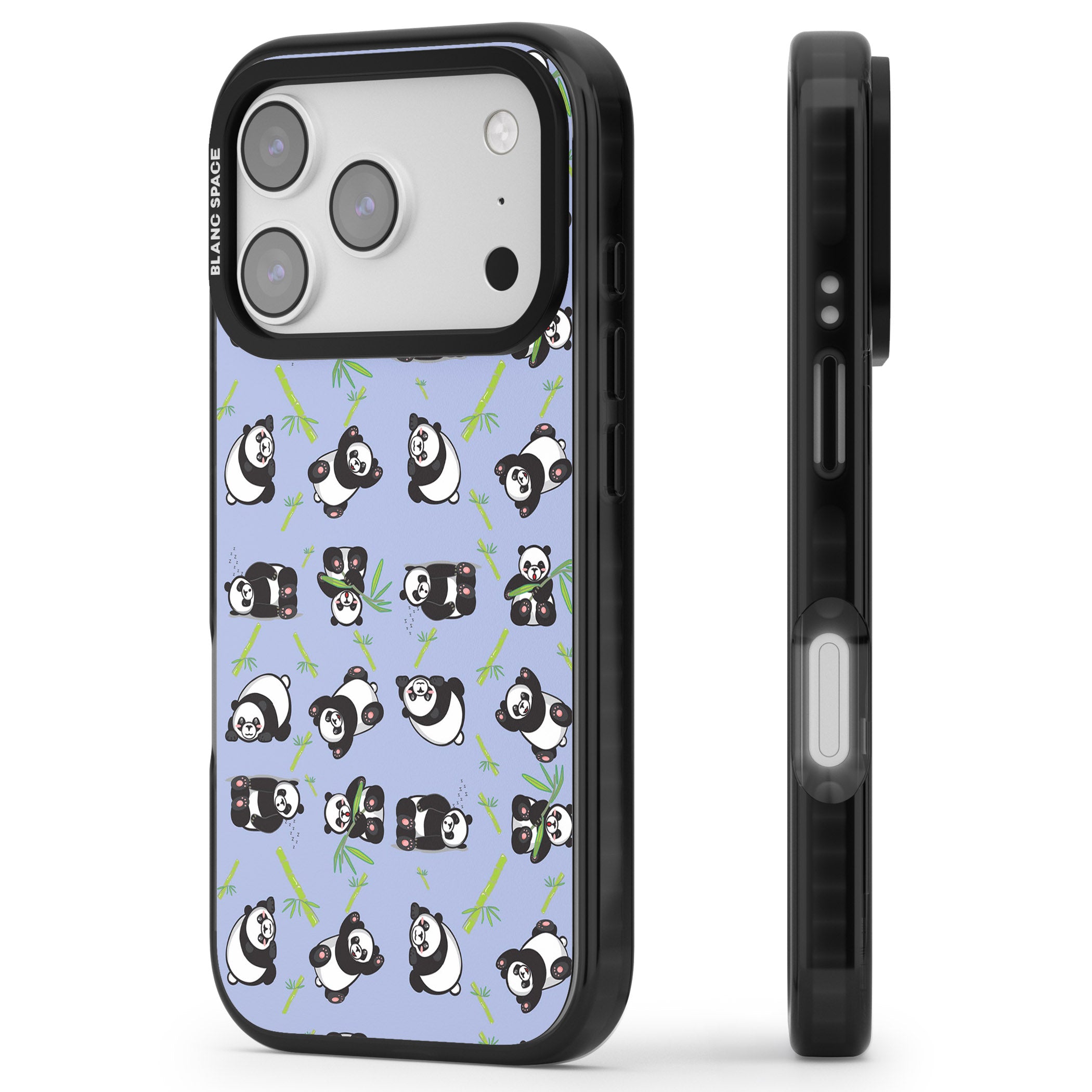 Panda Pattern iPhone 17 Pro Impact Pro Black Phone Case Side Profile