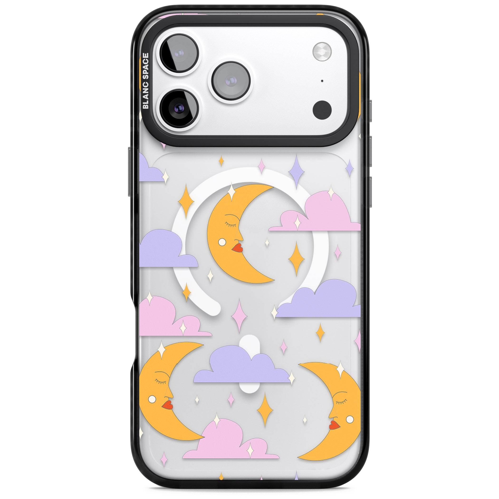 Moons & Clouds iPhone 17 Pro Impact Pro Black Phone Case