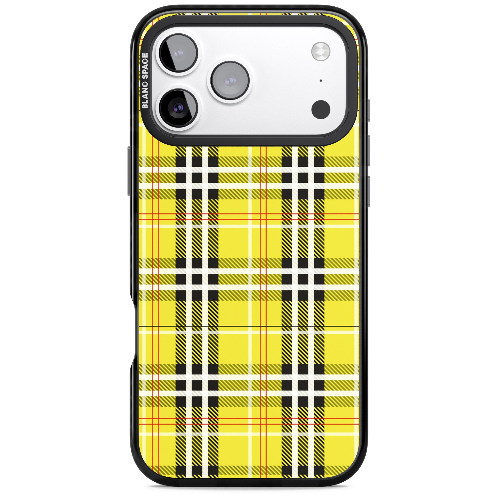 Yellow Plaid iPhone 17 Pro Impact Pro Black Phone Case