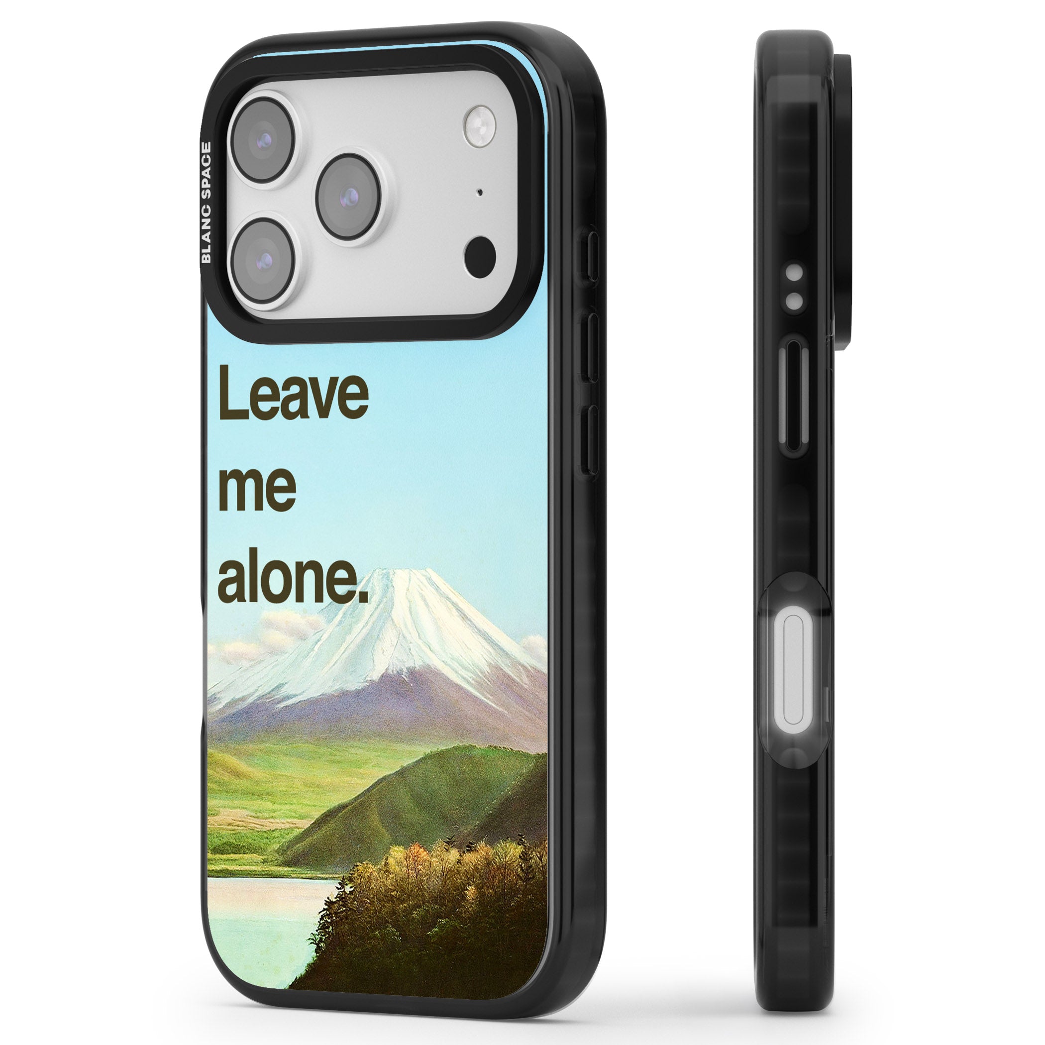 Leave Me Alone iPhone 17 Pro Impact Pro Black Phone Case Side Profile