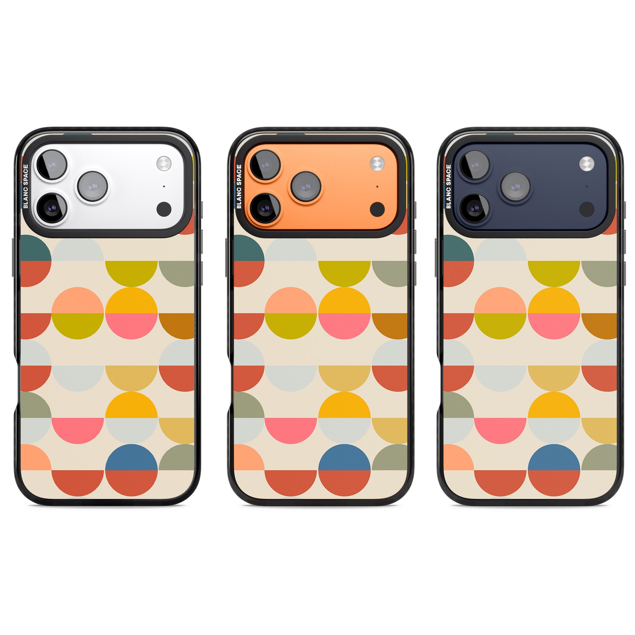 Colorful Retro Circles iPhone 17 Pro Impact Pro Black Phone Case APT Impact Protection