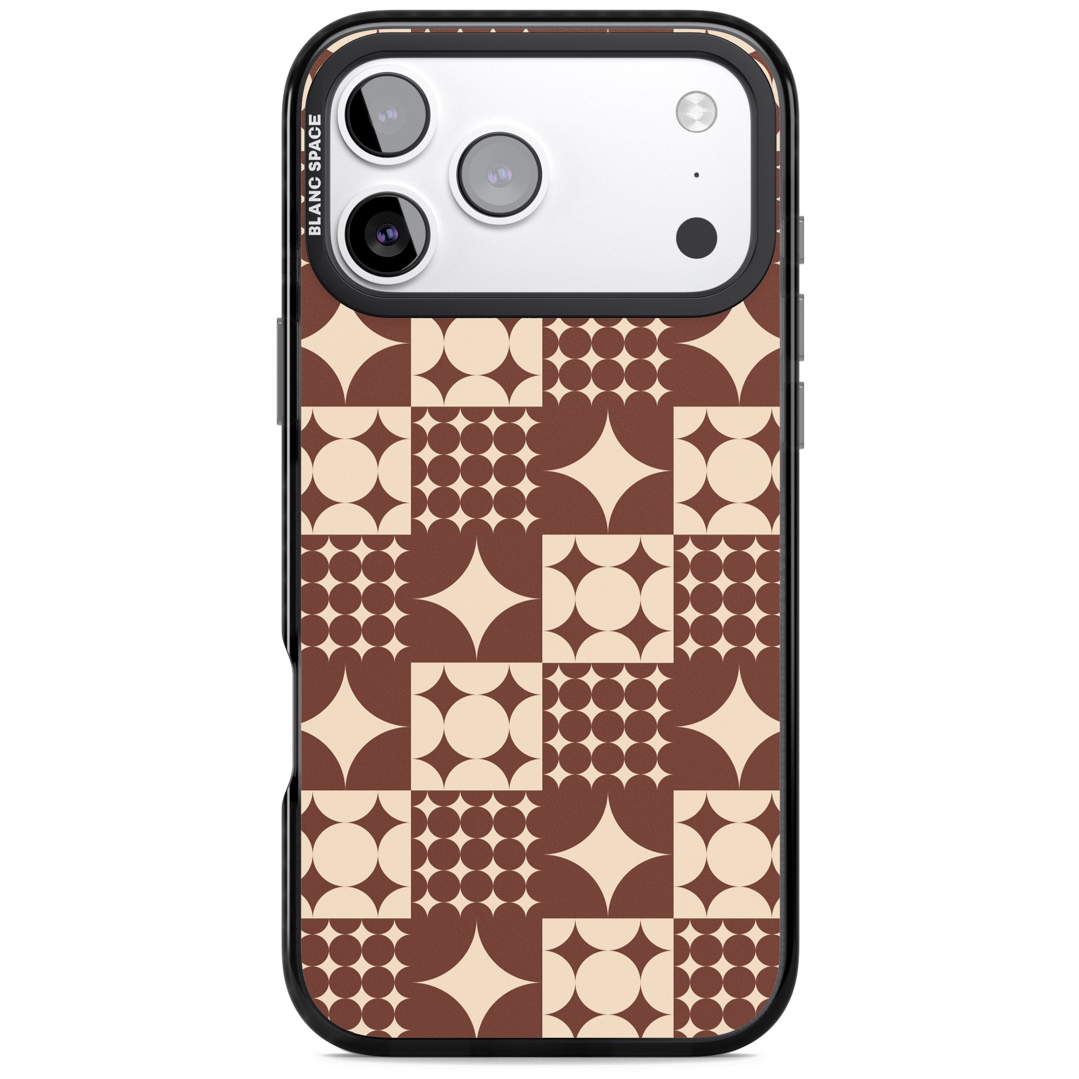 Mid Century Brown Checked iPhone 17 Pro Impact Pro Black Phone Case