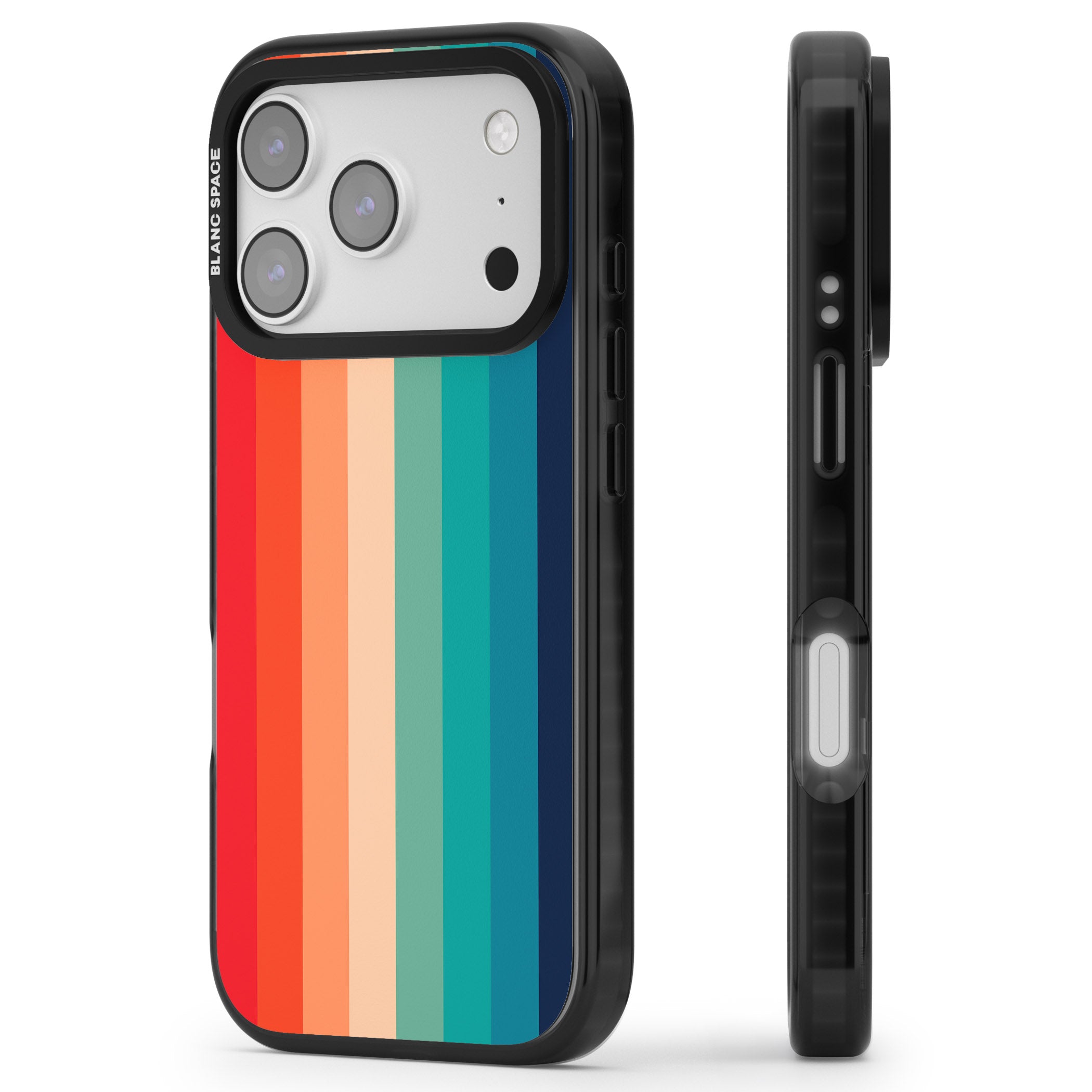 Retro 70'S Colour Palette iPhone 17 Pro Impact Pro Black Phone Case Side Profile