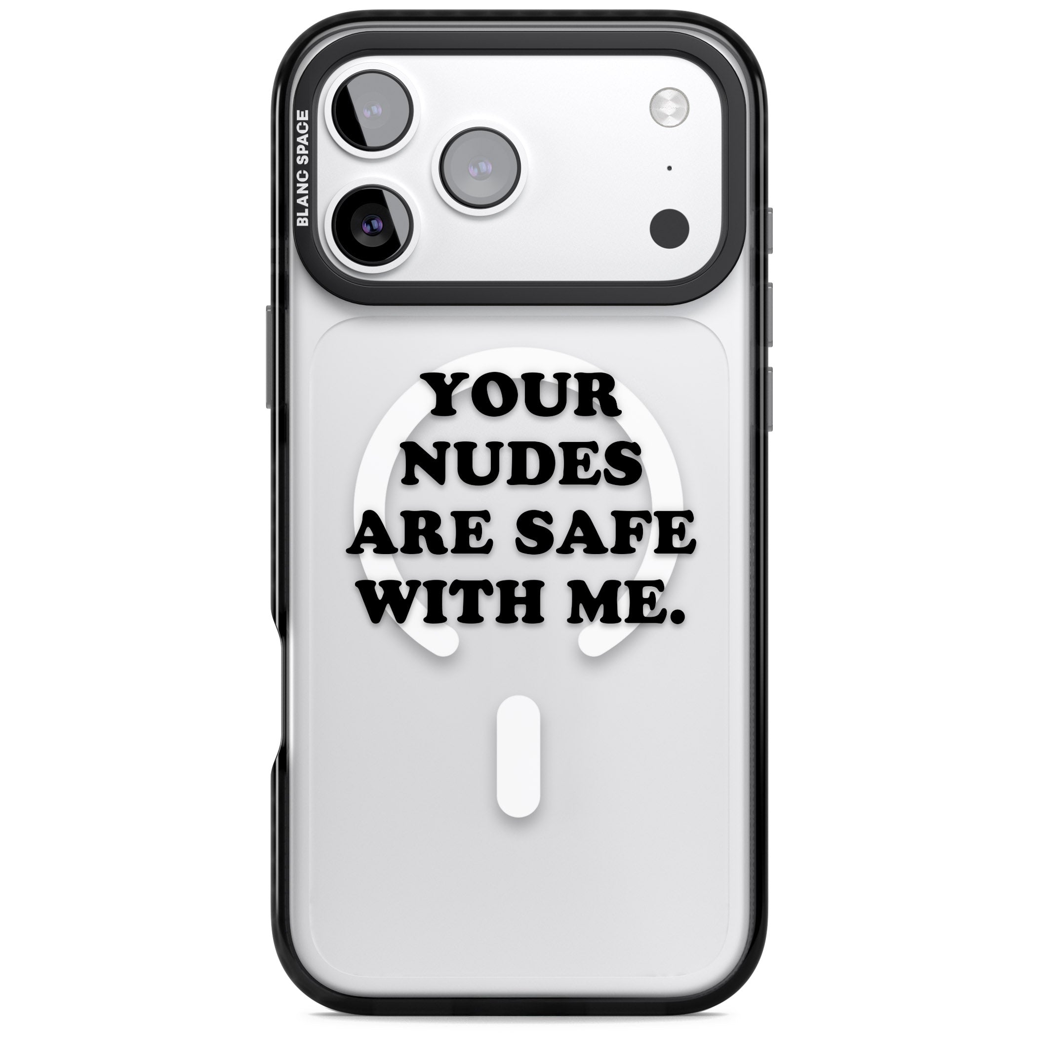 Your Nudes Are Safe Black iPhone 17 Pro Impact Pro Black Phone Case