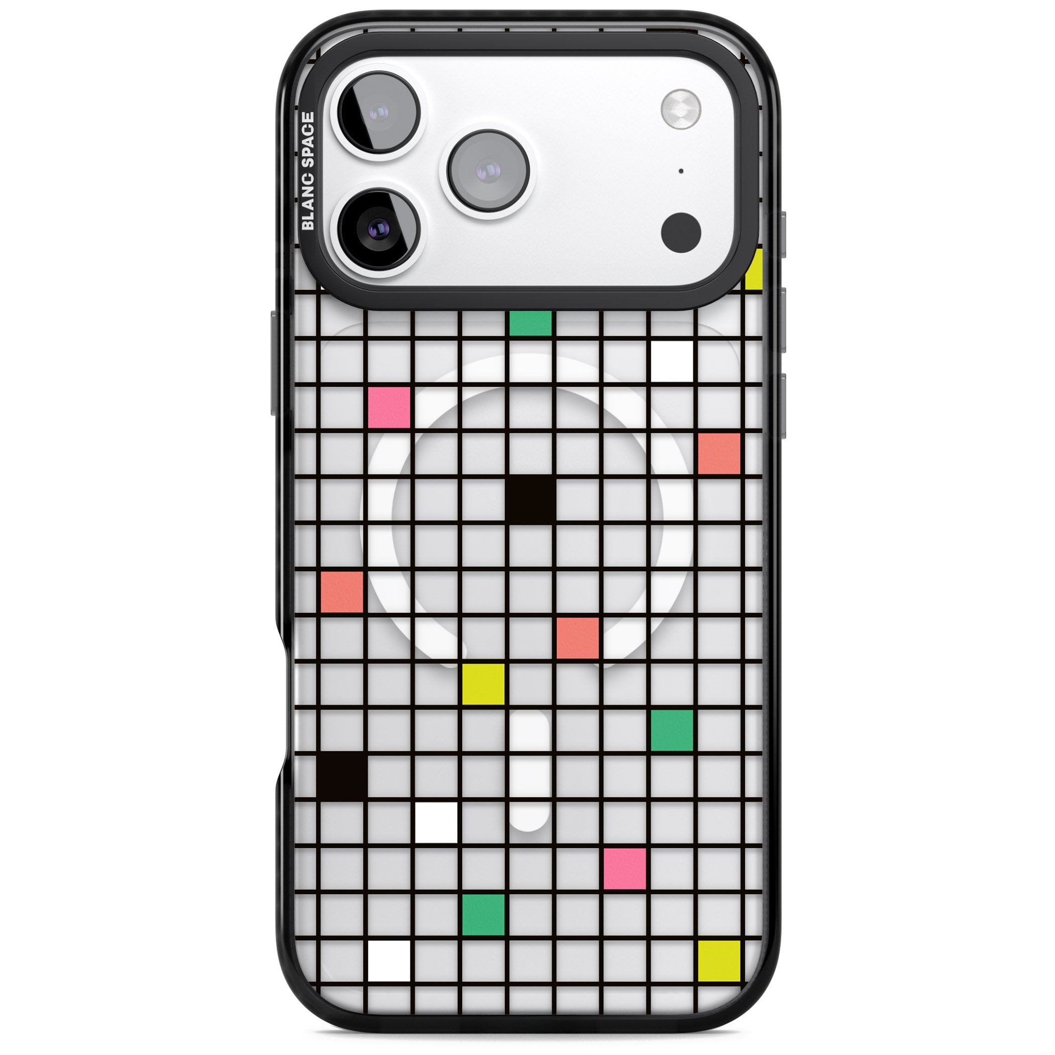 Vibrant Clear Geometric Grid iPhone 17 Pro Impact Pro Black Phone Case