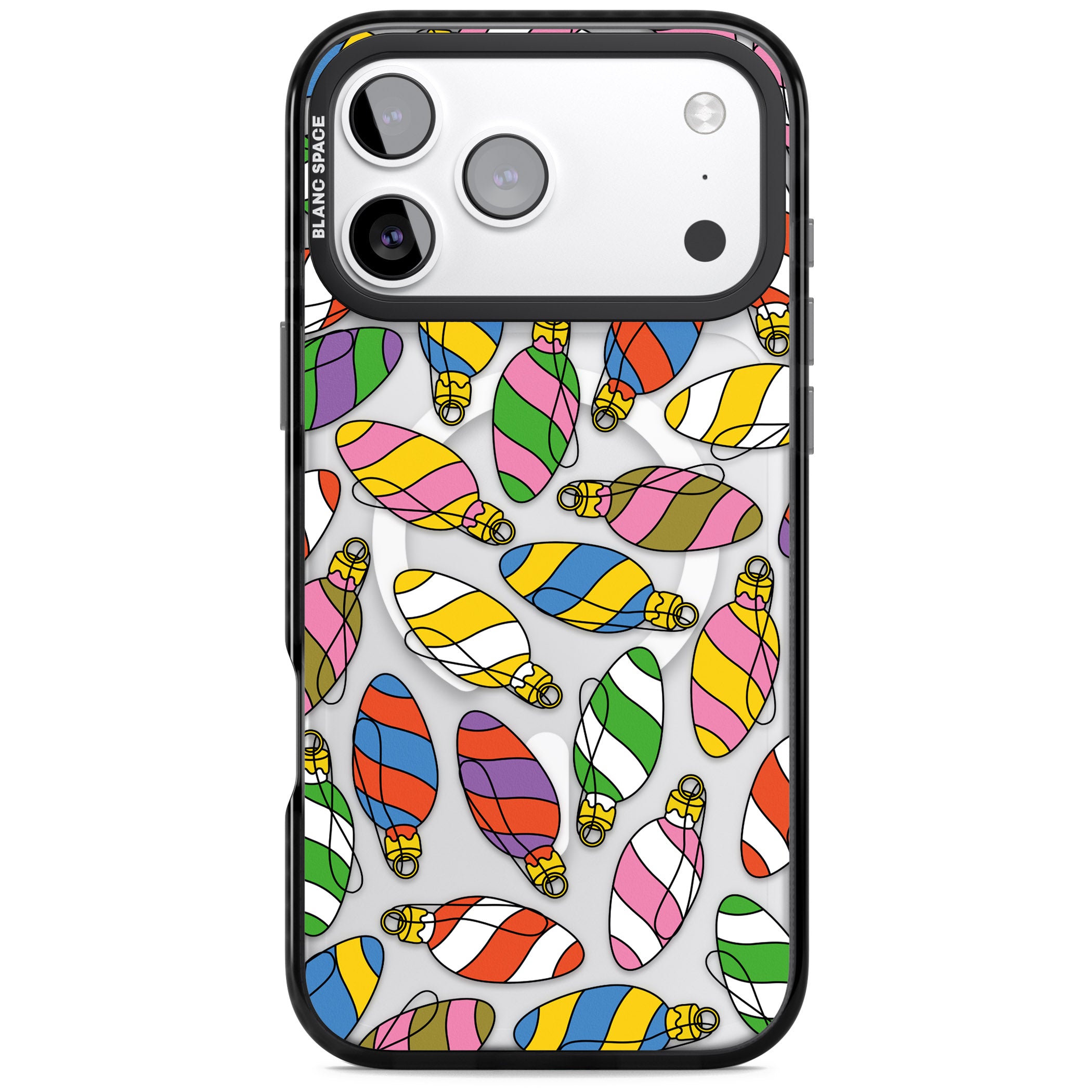 Colourful Holiday Ornaments iPhone 17 Pro Impact Pro Black Phone Case