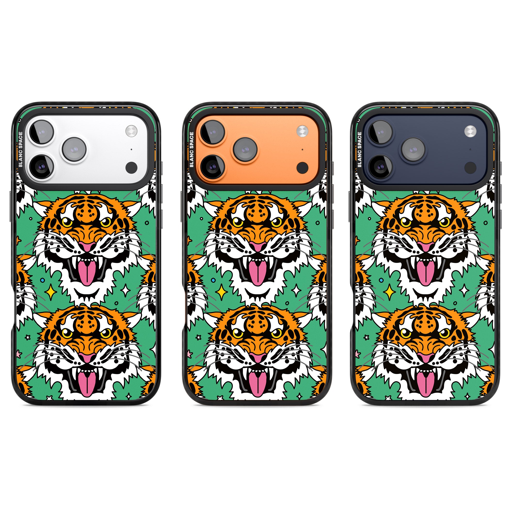 Fierce Jungle Tigers (Green) iPhone 17 Pro Impact Pro Black Phone Case APT Impact Protection