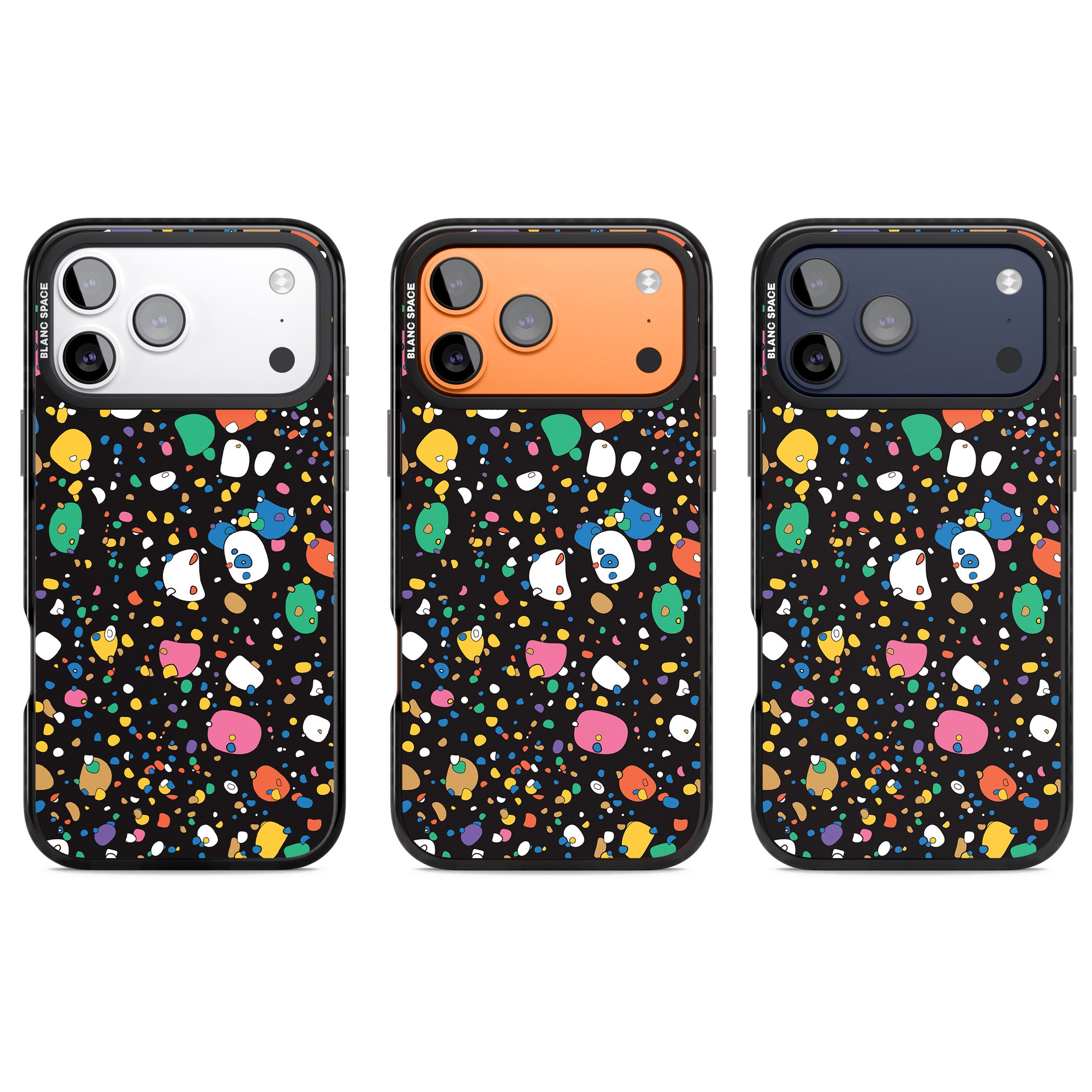 Colourful Confetti Pebbles (Black) iPhone 17 Pro Impact Pro Black Phone Case APT Impact Protection